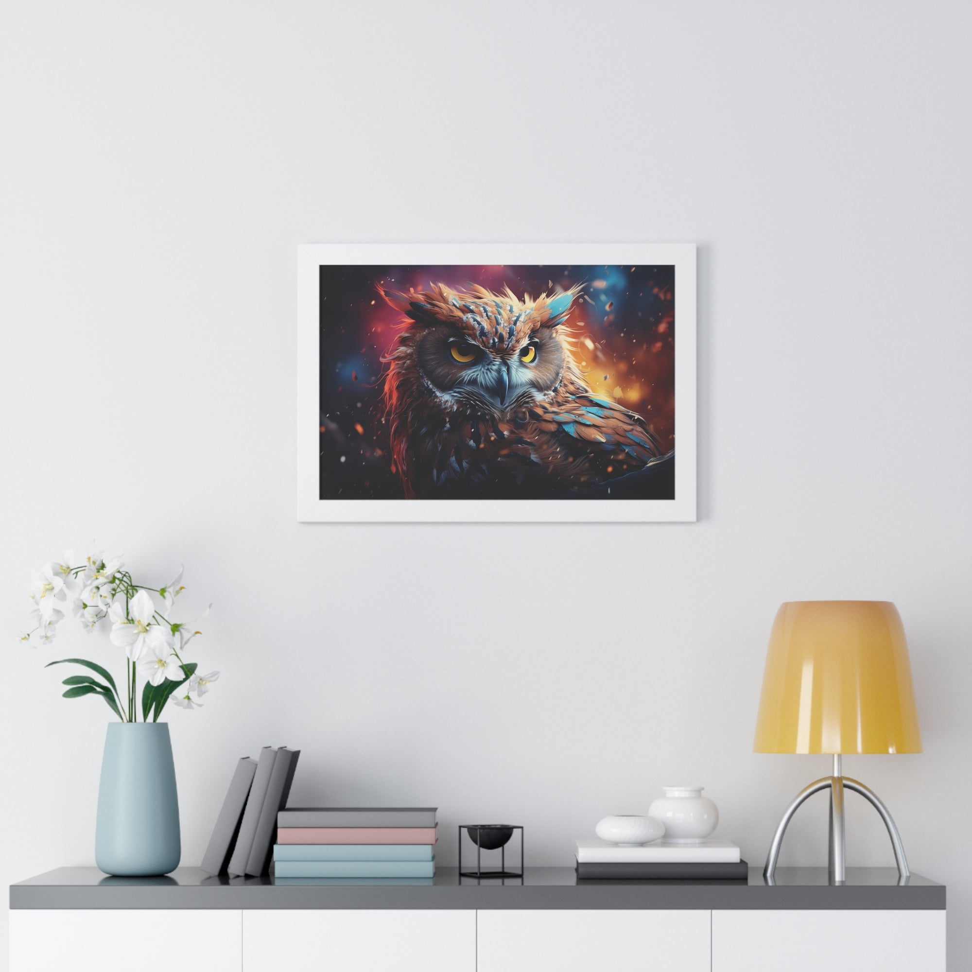 Twilight Sentinel — Regal Owl Wall Art in Fiery🔥Bloom🦉