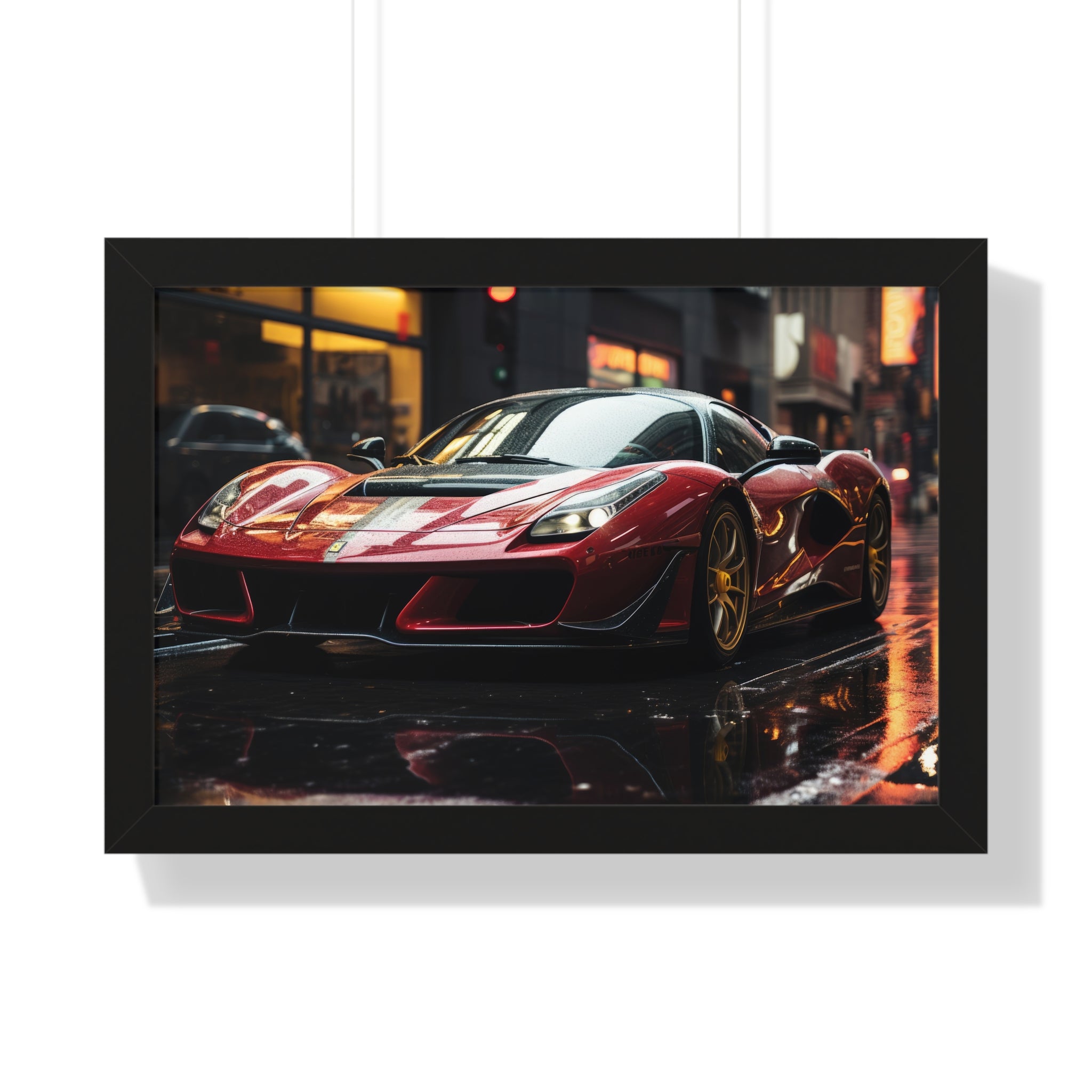 Framed Red Ferrari F50 Horizontal Poster – Supercar Wall Art for Car Enthusiasts