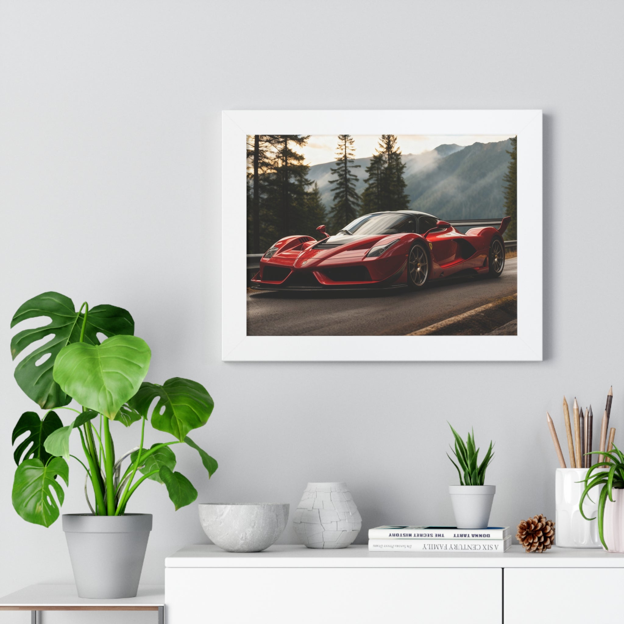 Cinematic Ferrari F50 – Red Icon in Horizontal Framed Display