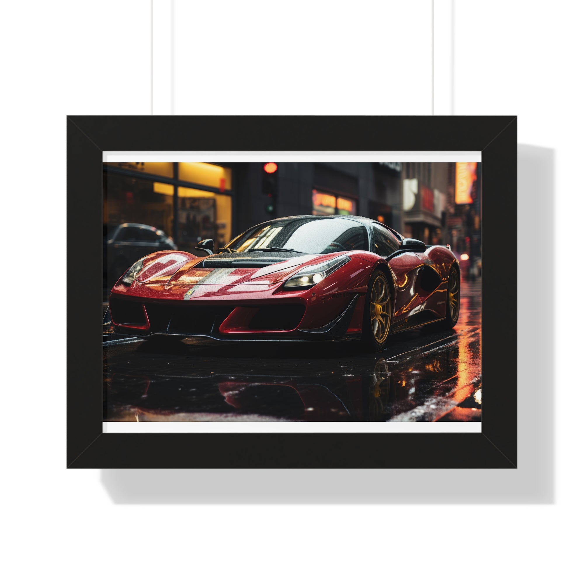 Framed Red Ferrari F50 Horizontal Poster – Supercar Wall Art for Car Enthusiasts