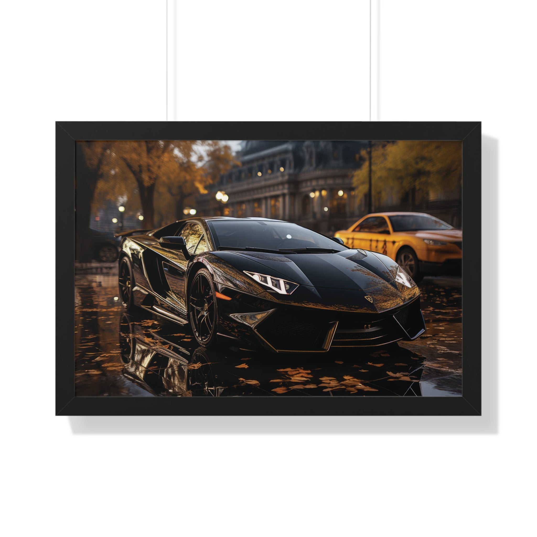 Wet Road Reflection Lamborghini Aventador Art