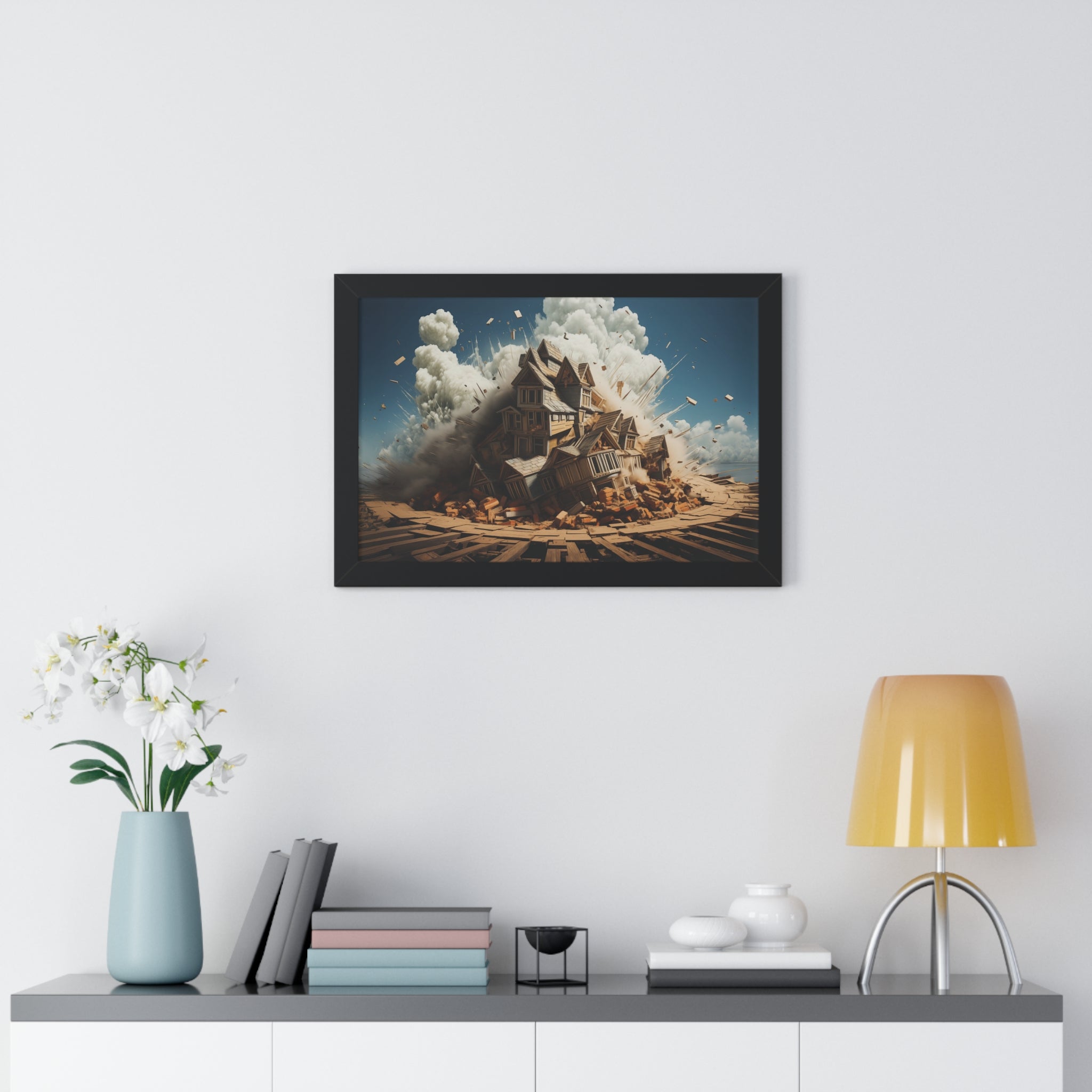 House Explosion Art Print - Modern Architectural Decor