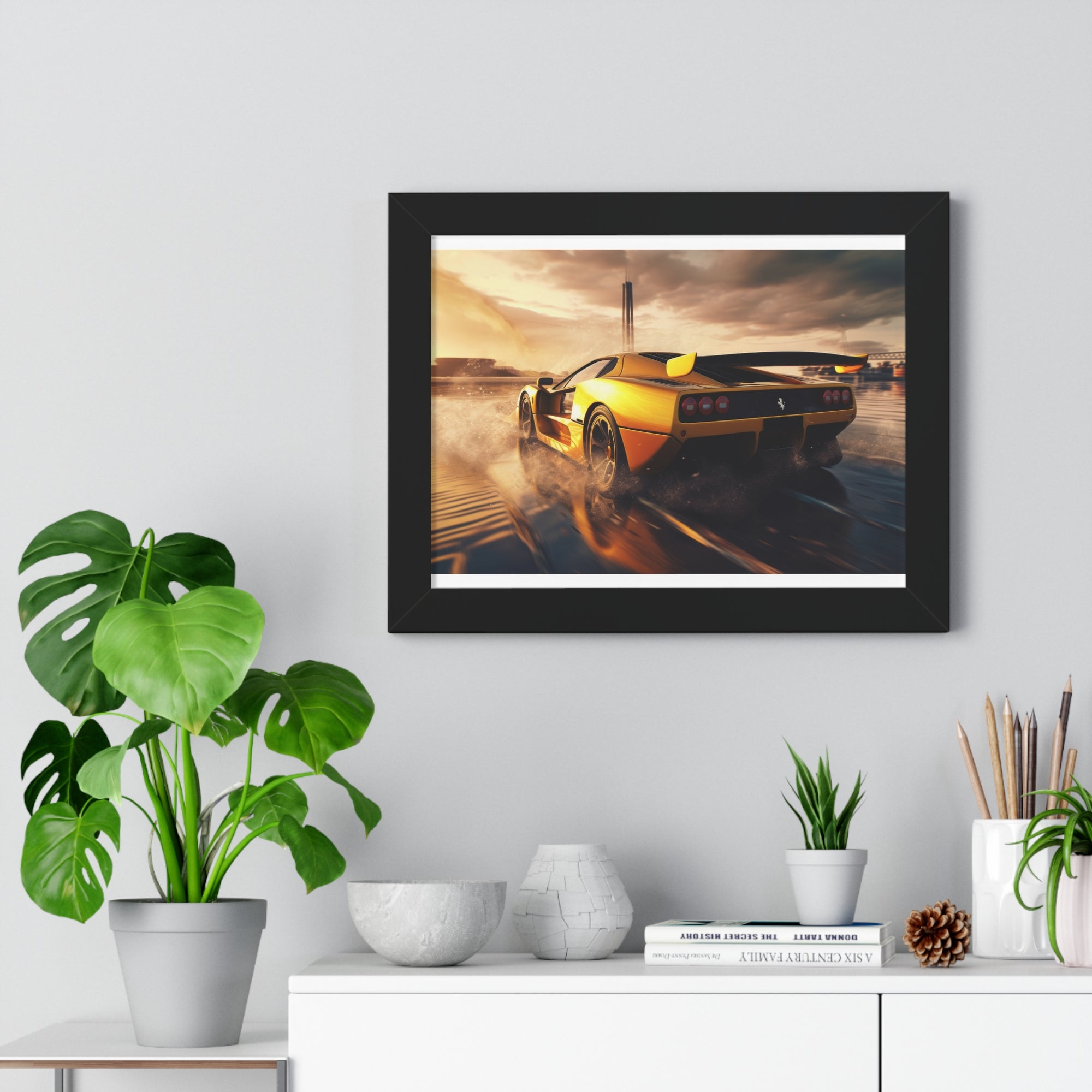 Yellow Ferrari F50 – Collector’s Framed Horizontal Poster