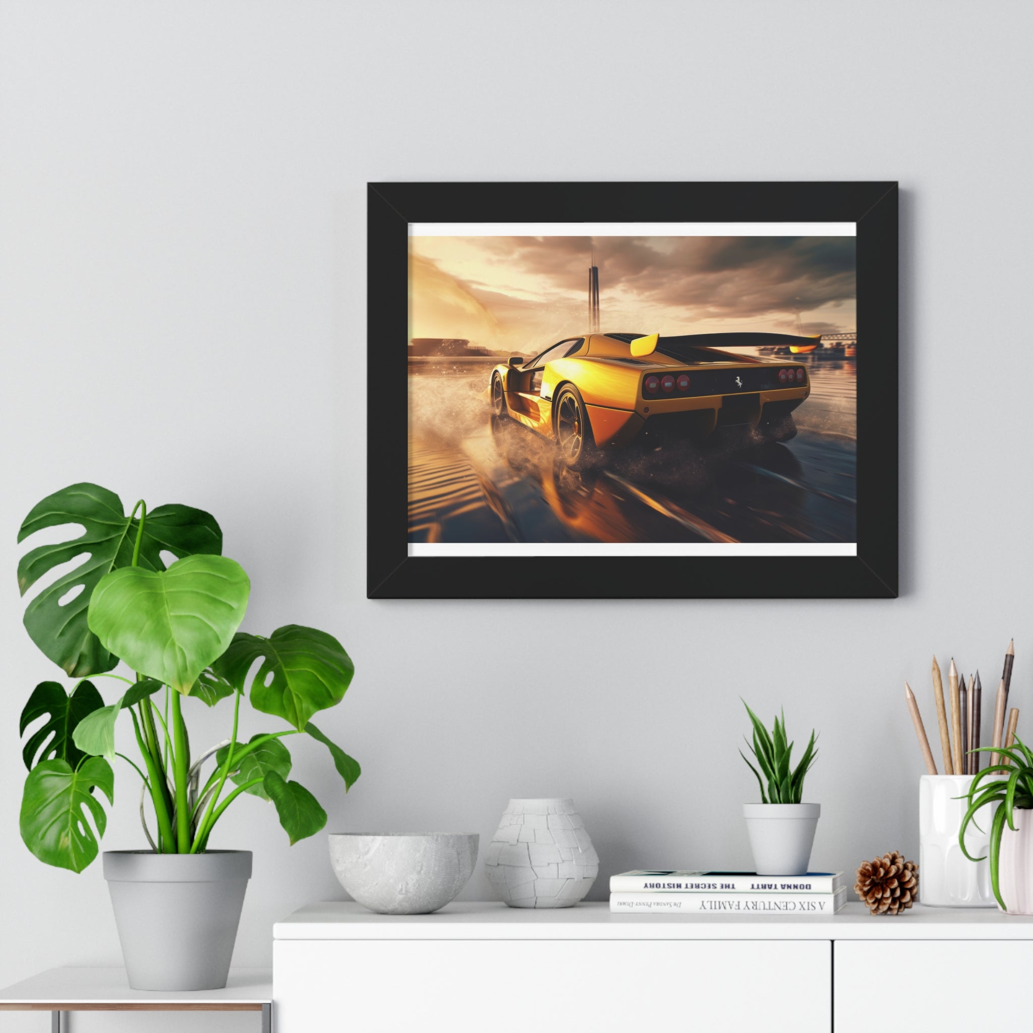 Yellow Ferrari F50 – Collector’s Framed Horizontal Poster