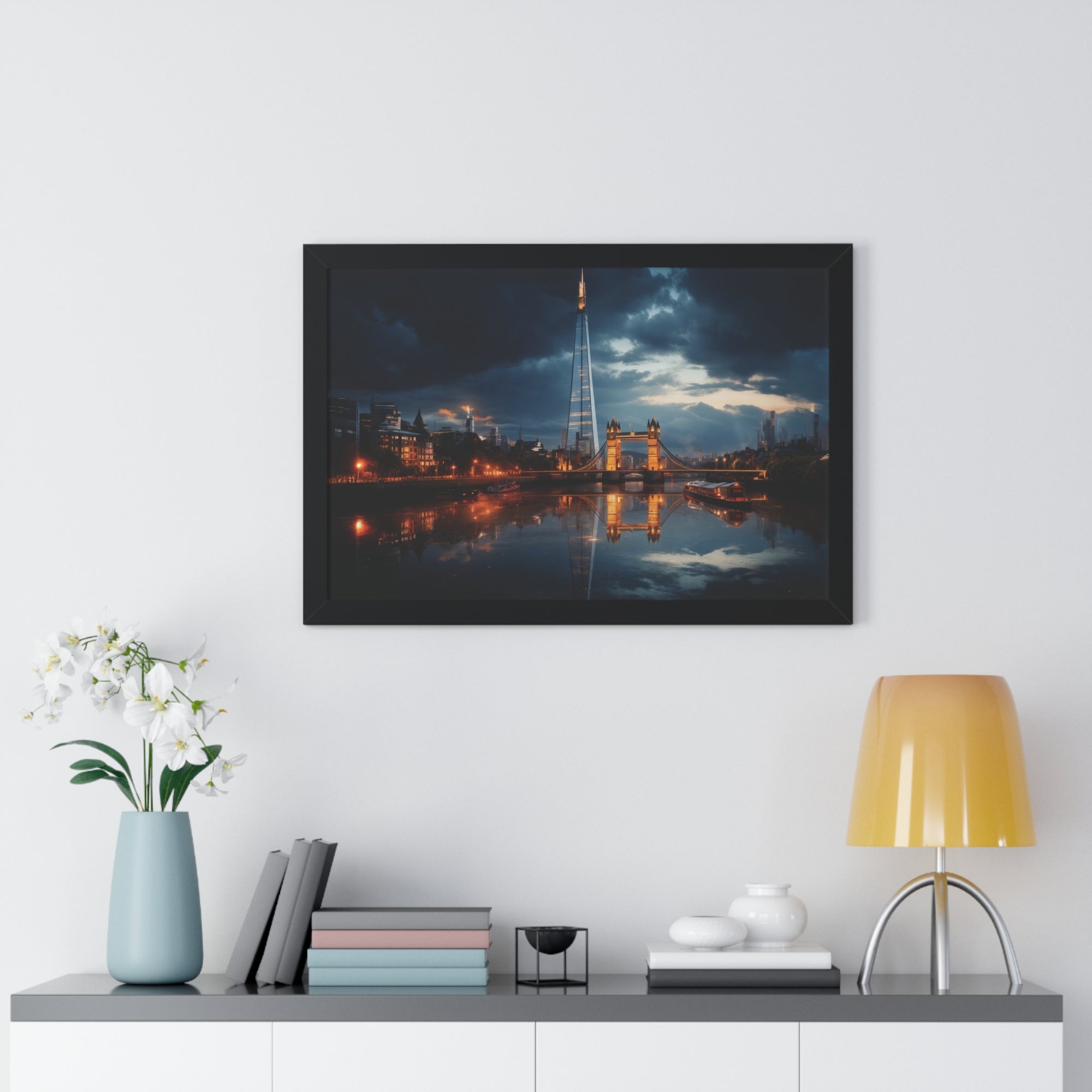 London Twilight Panorama – The Shard & Tower Bridge Wall Art