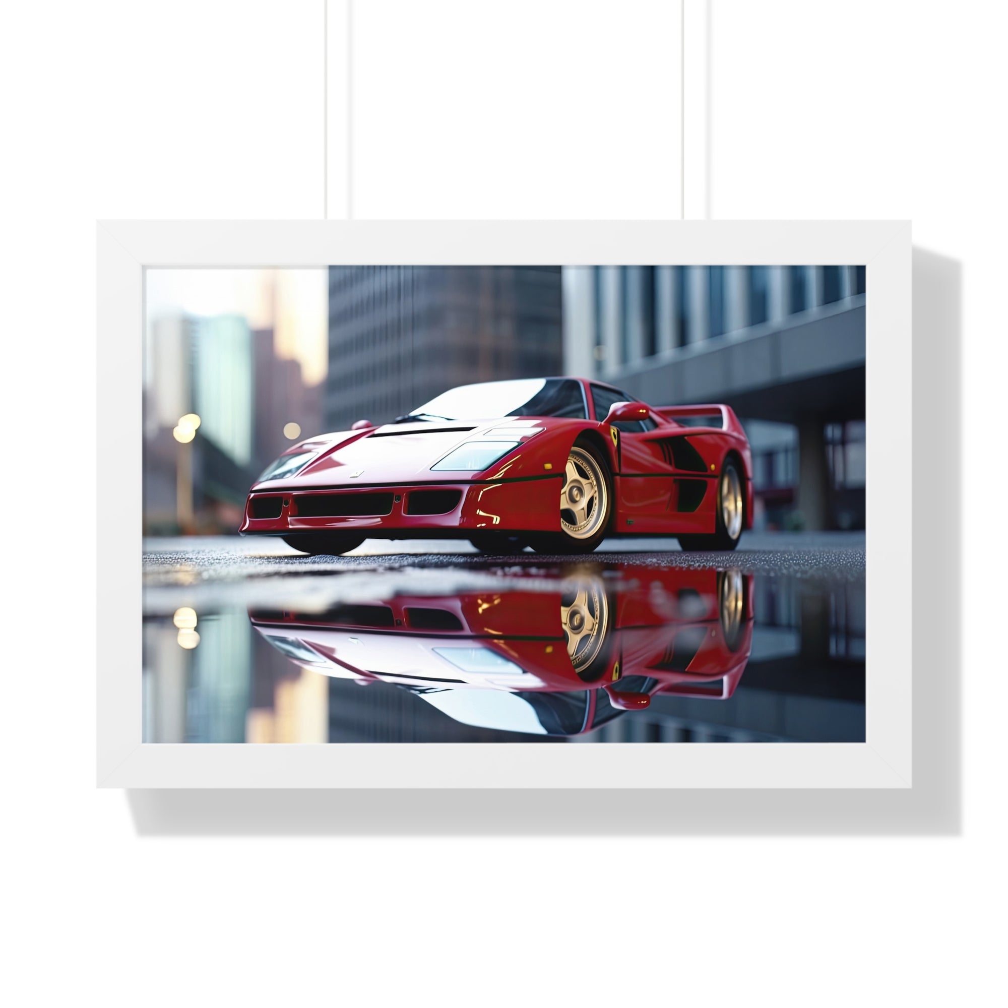 Framed Red Ferrari F50 – Sophisticated Wall Art for Enthusiasts