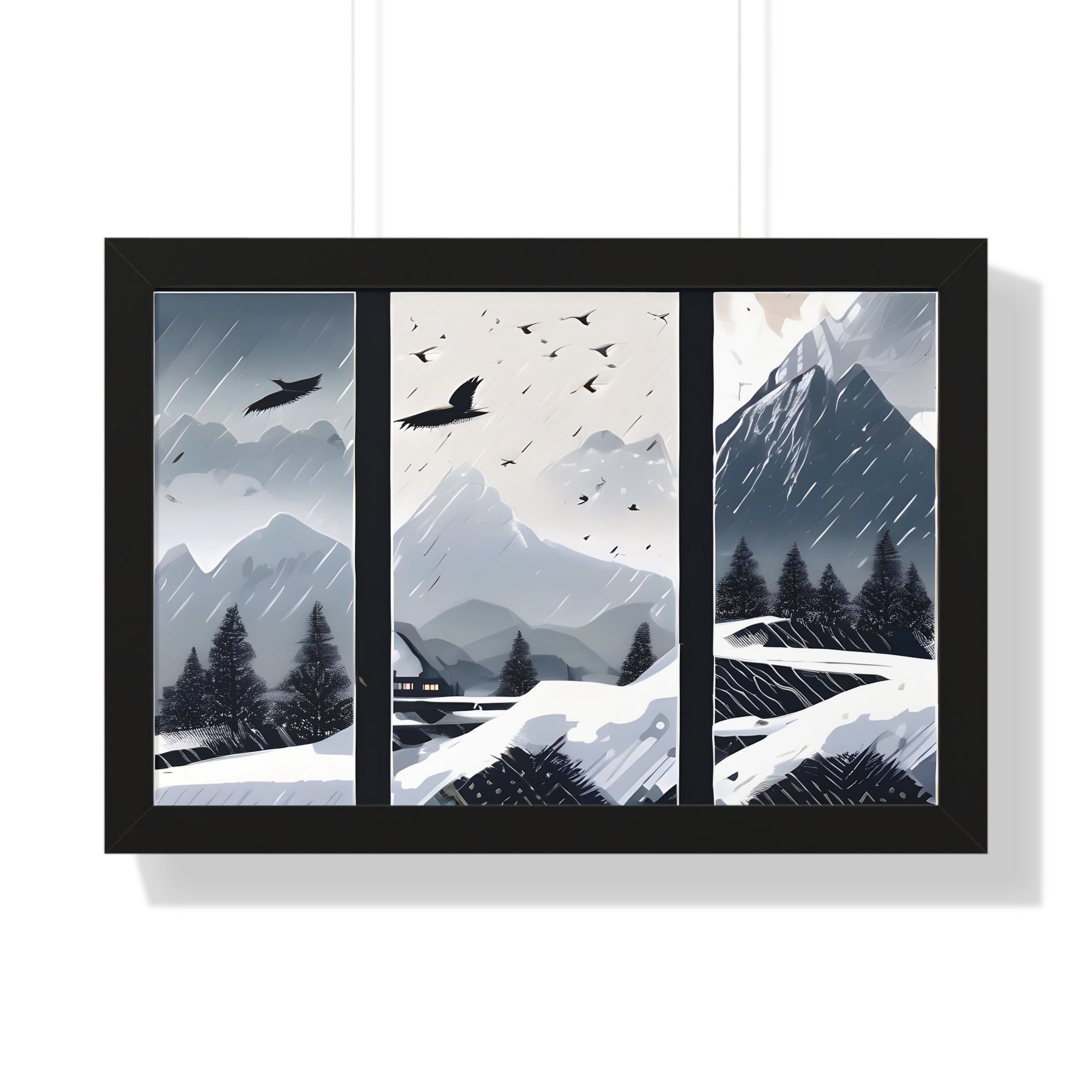 Silent Snowfall – Cozy Cabin in the Woods Canvas Art