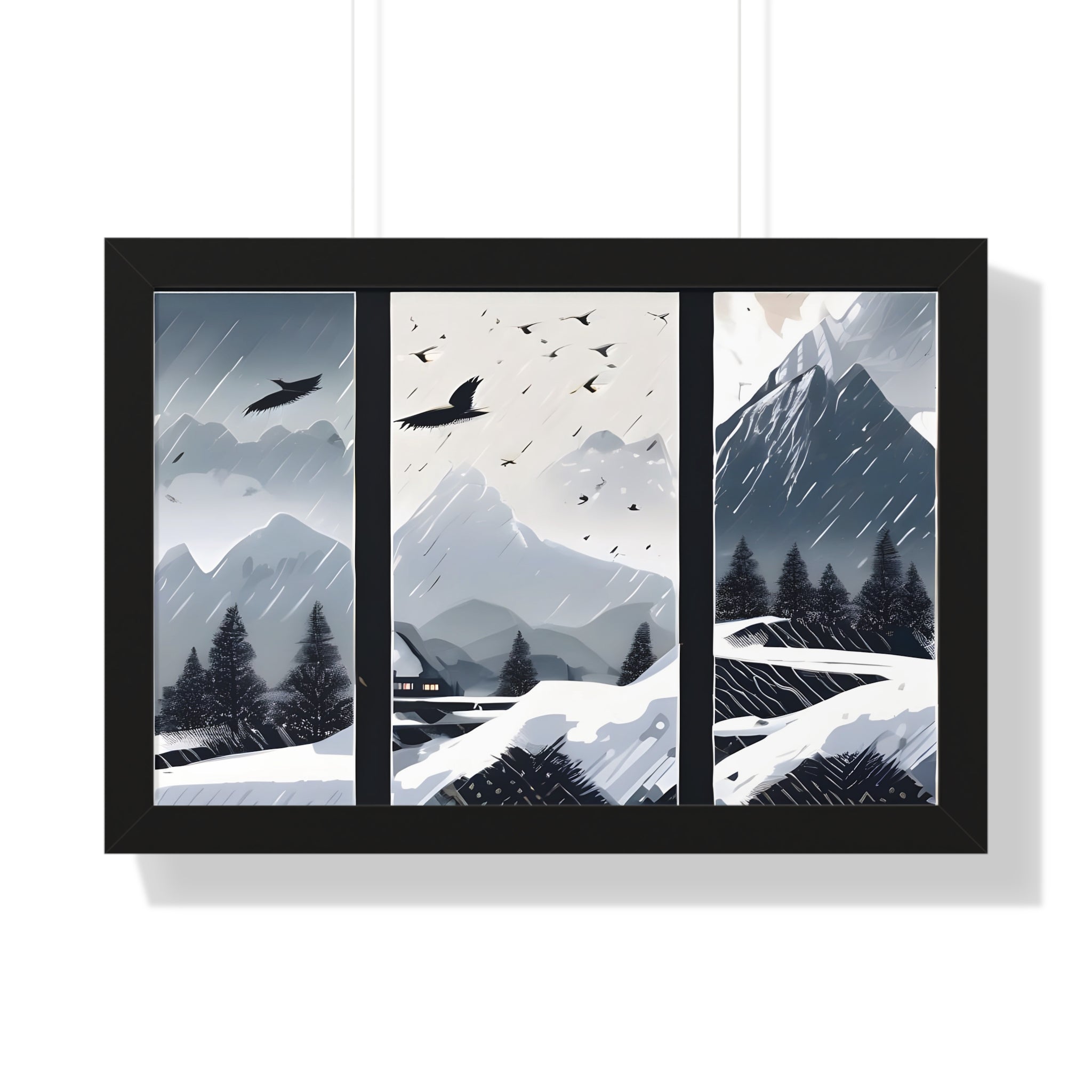 Silent Snowfall – Cozy Cabin in the Woods Canvas Art