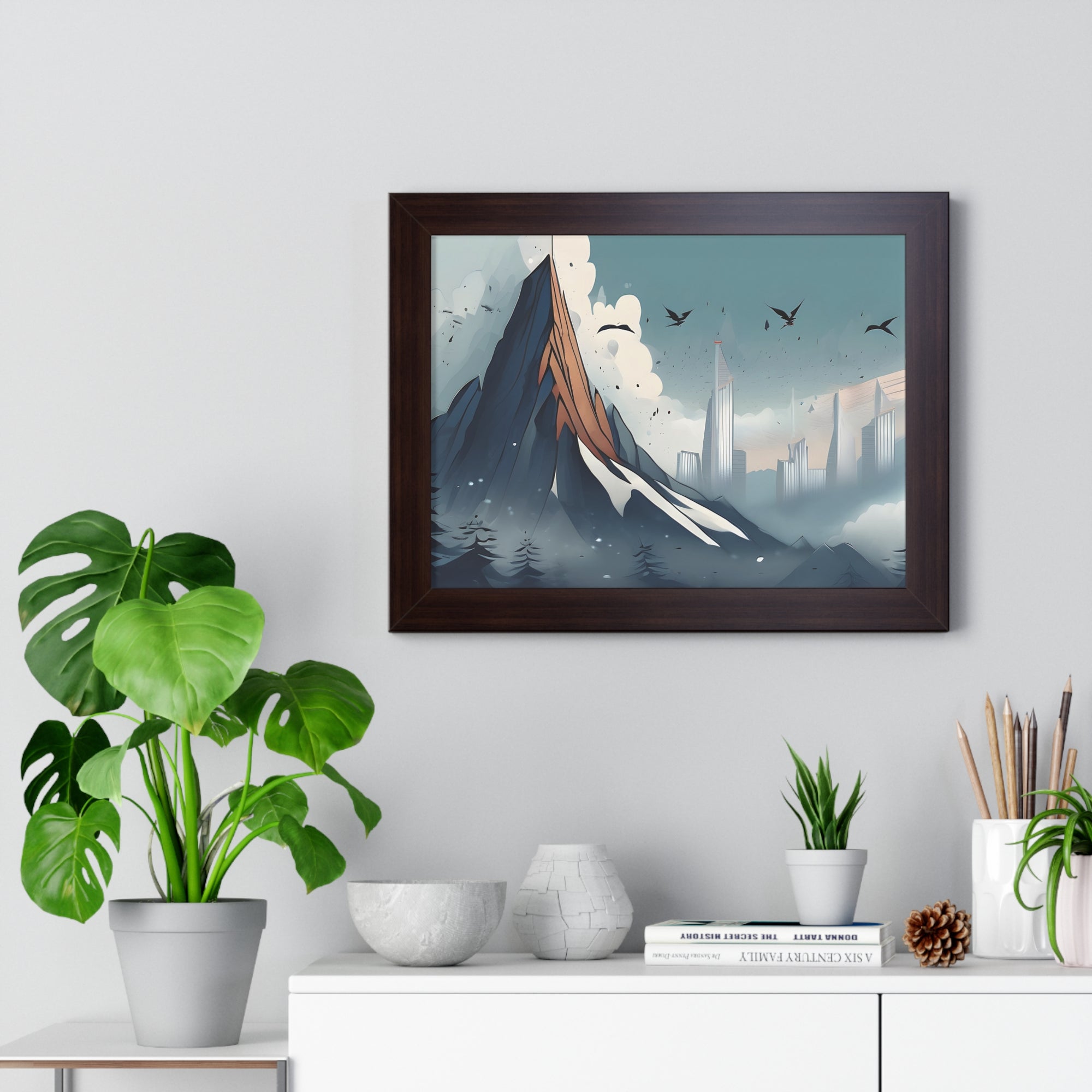 Urban Peaks – Snowy Landscape Meets Modern Cityscape