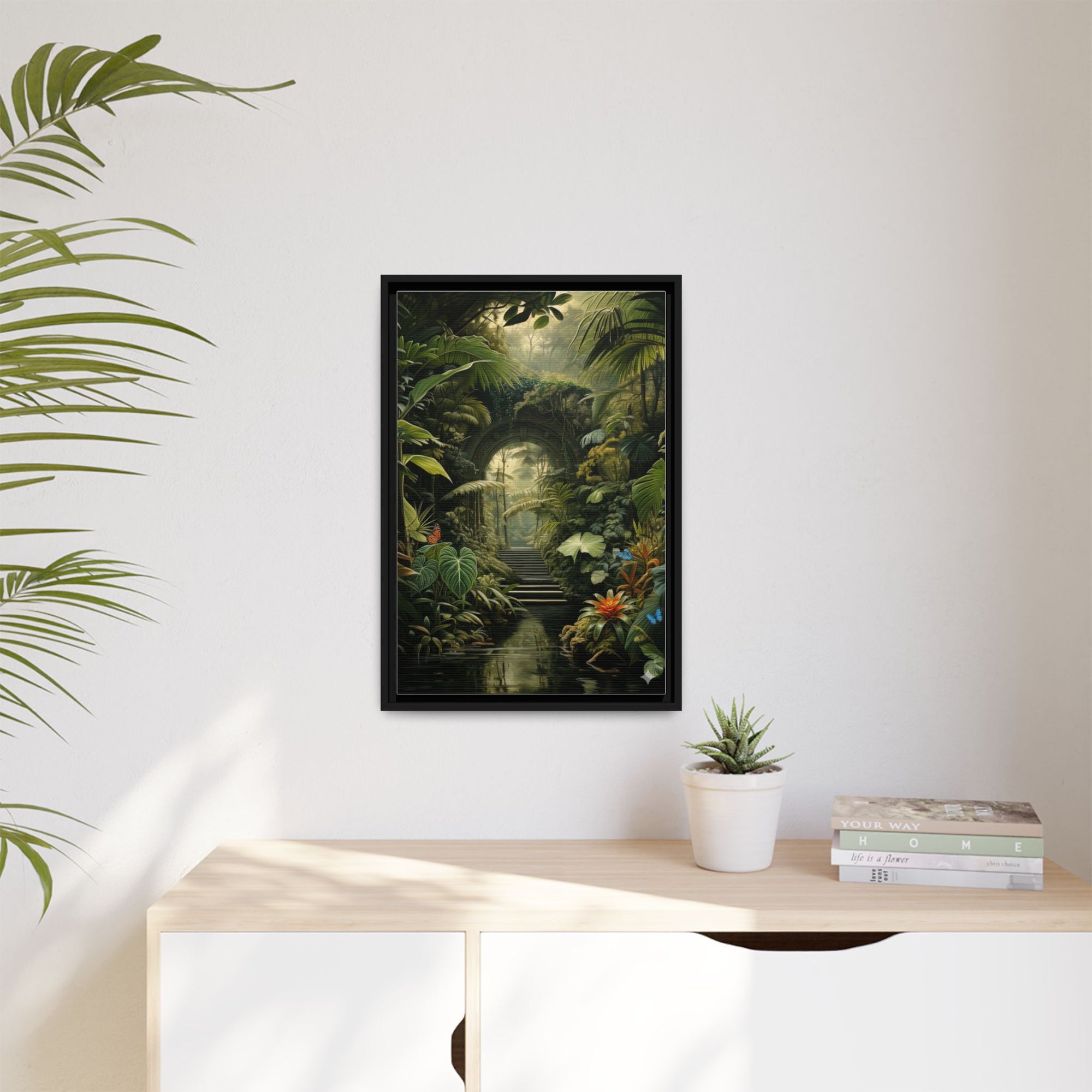 🌴Tropical Forest Illusion – Cinematic Jungle Pathway Wall Art  Luxury Botanical Decor