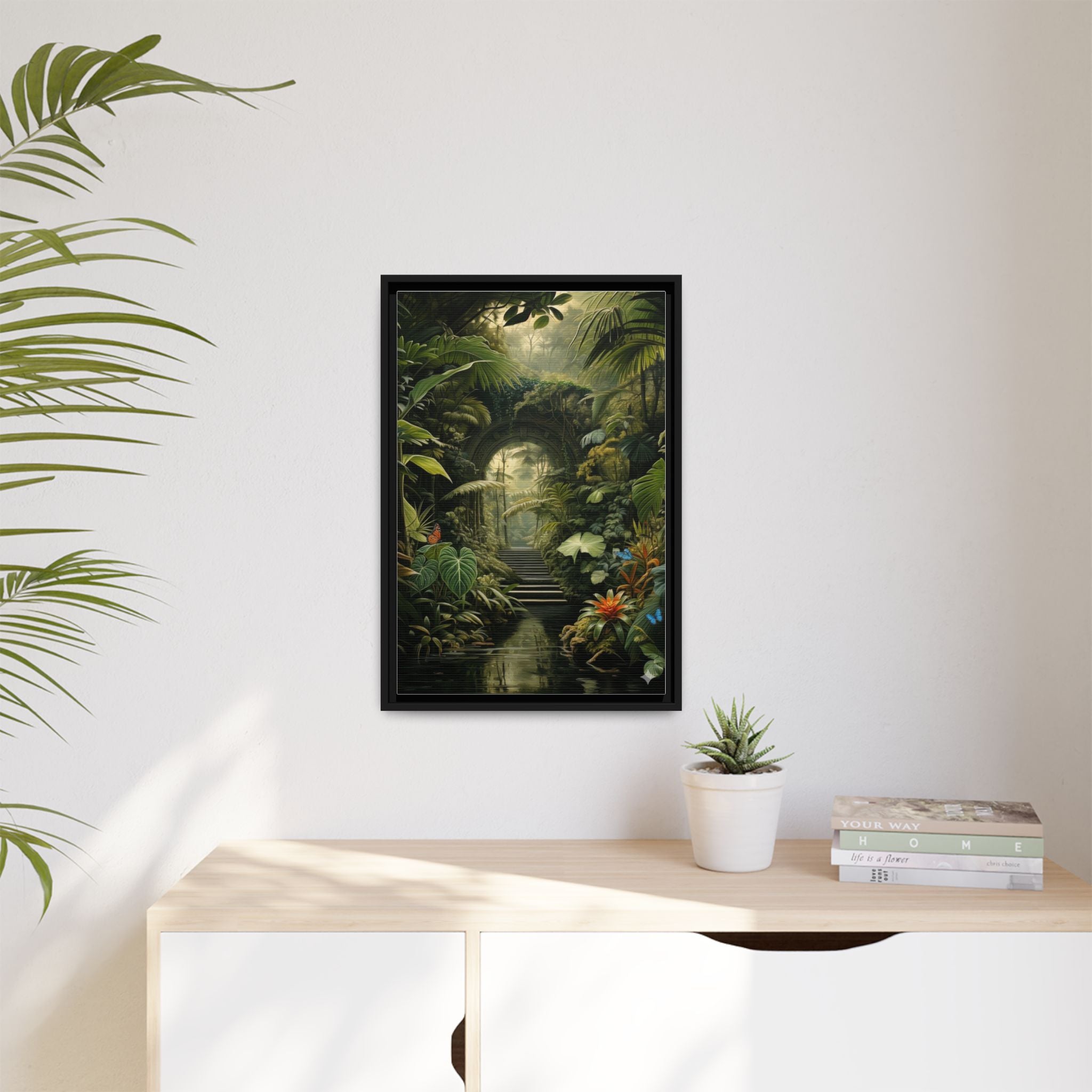🌴Tropical Forest Illusion – Cinematic Jungle Pathway Wall Art  Luxury Botanical Decor