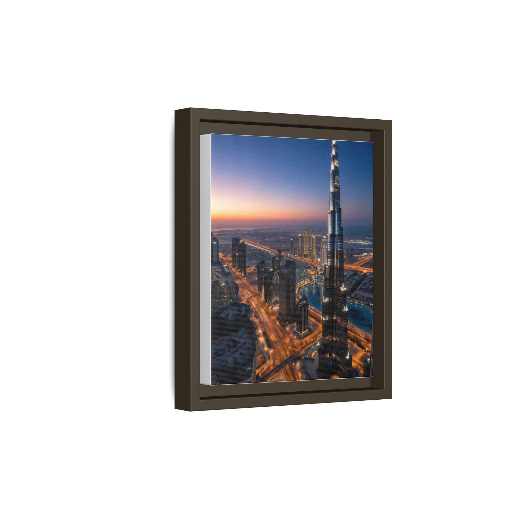 Framed Dubai Skyline at Dusk – Stunning Cityscape Wall Art