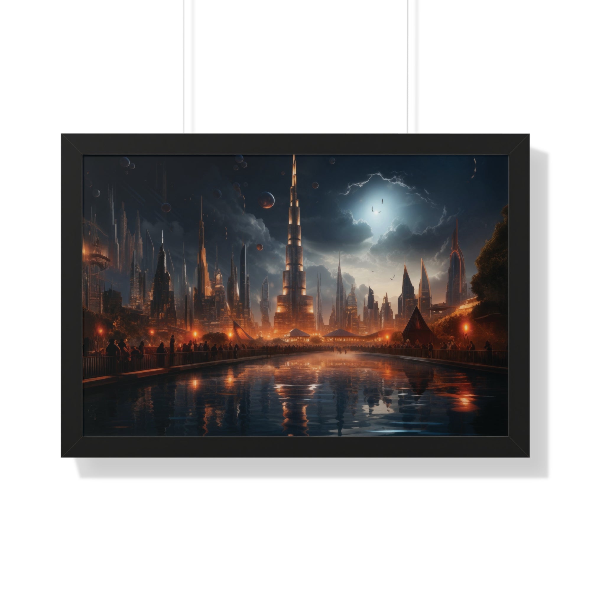 Futuristic Cityscape Night Scene – Sci-Fi Digital Art Print for Wall Decor