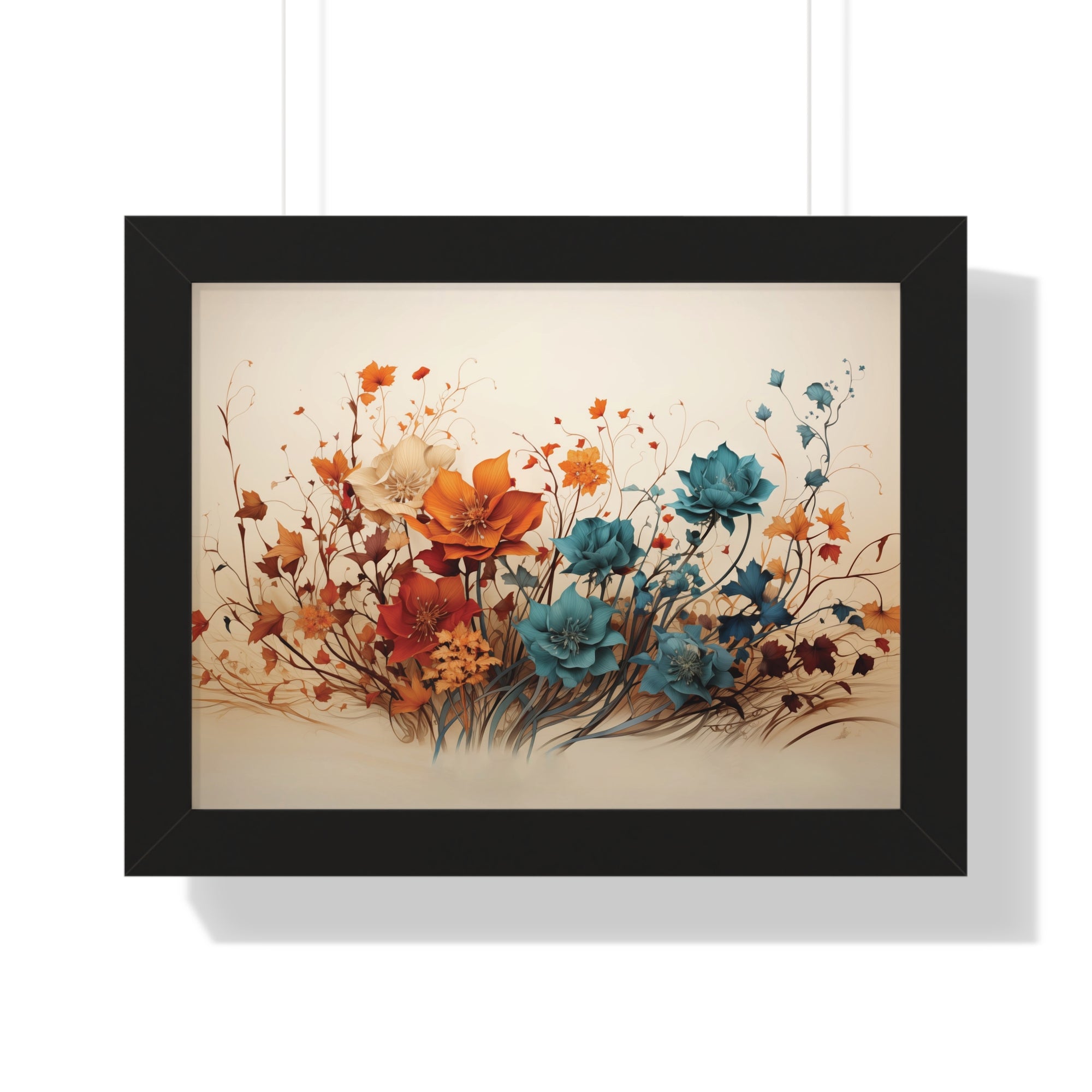 Amber Reverie Botanical Wall Art in Burnt Teal & Marigold