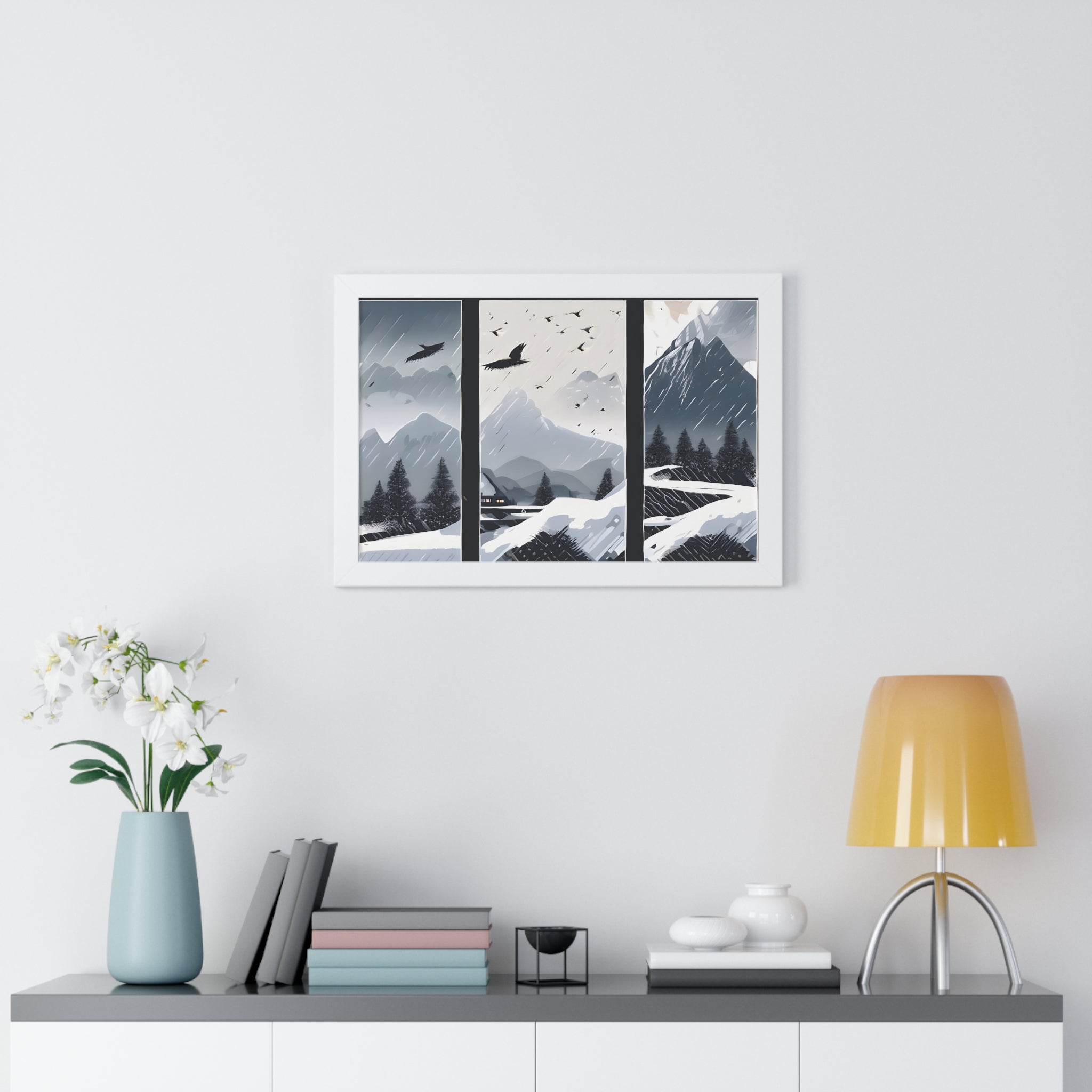 Silent Snowfall – Cozy Cabin in the Woods Canvas Art