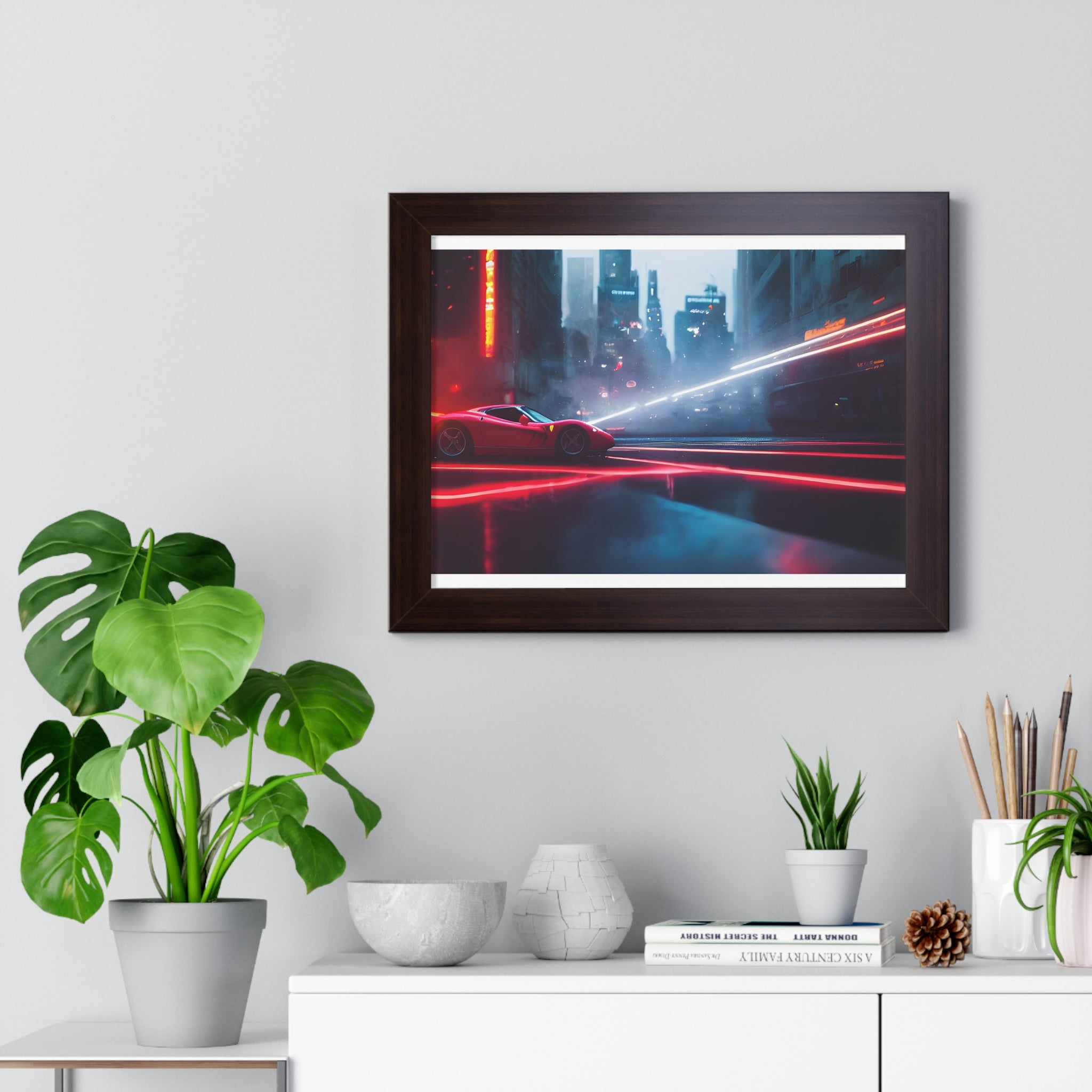 Dazzling Framed Supercar Poster – Red Ferrari F50