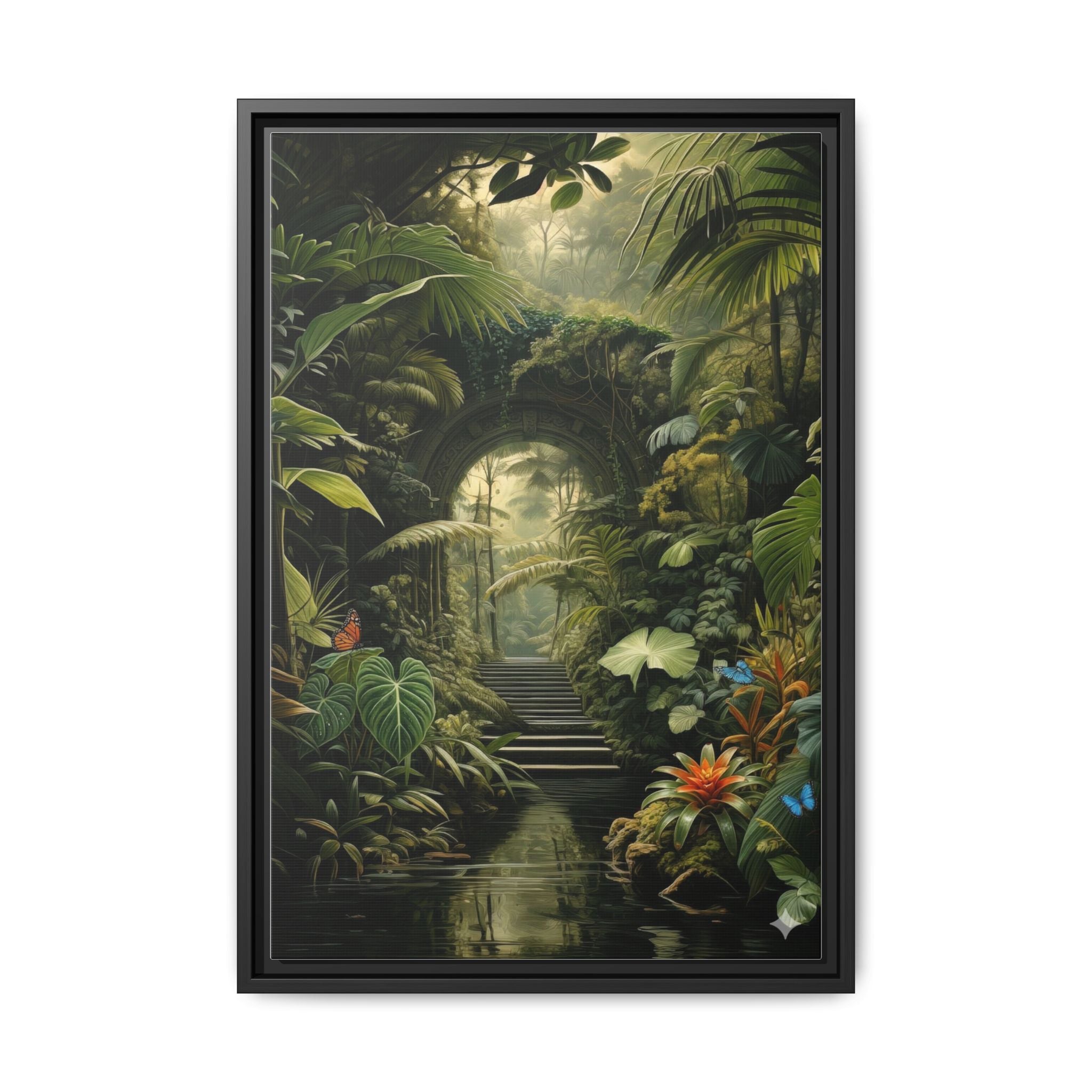 🌴Tropical Forest Illusion – Cinematic Jungle Pathway Wall Art  Luxury Botanical Decor