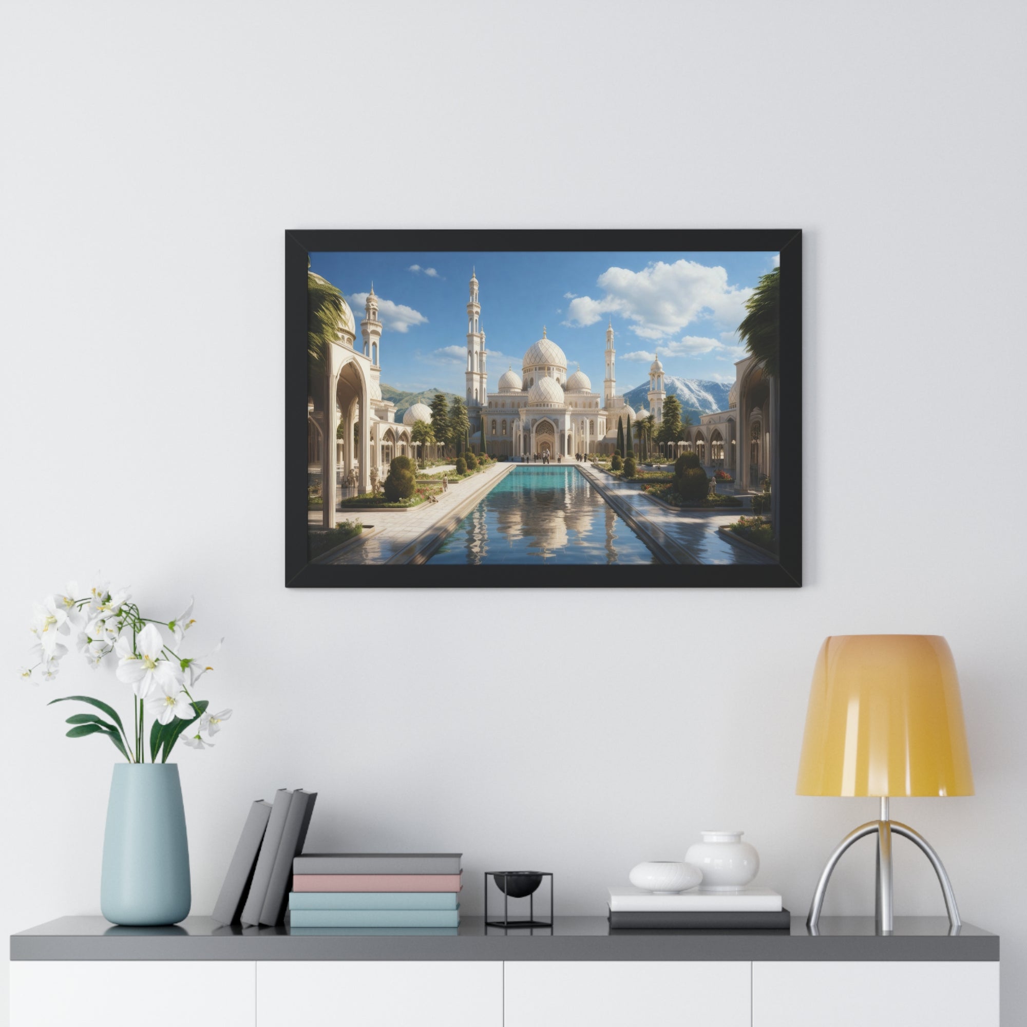 Garden of Reverence – Framed Mosque Reflections Wall Art