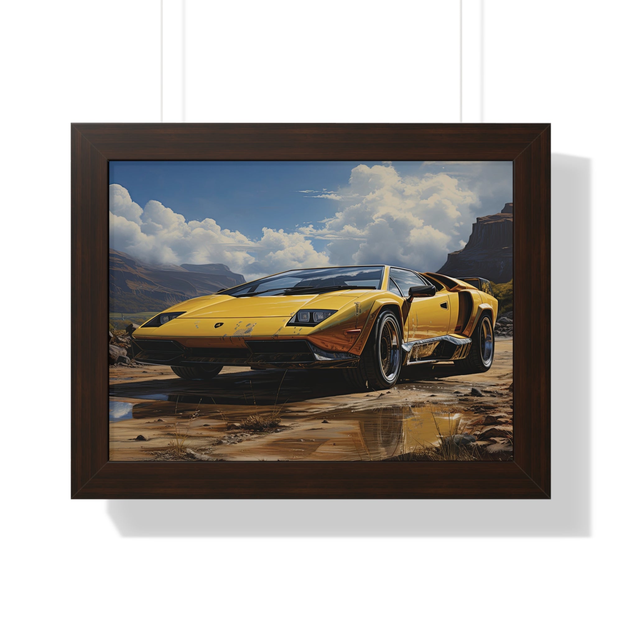 Yellow Lamborghini Countach - Framed Supercar Masterpiece