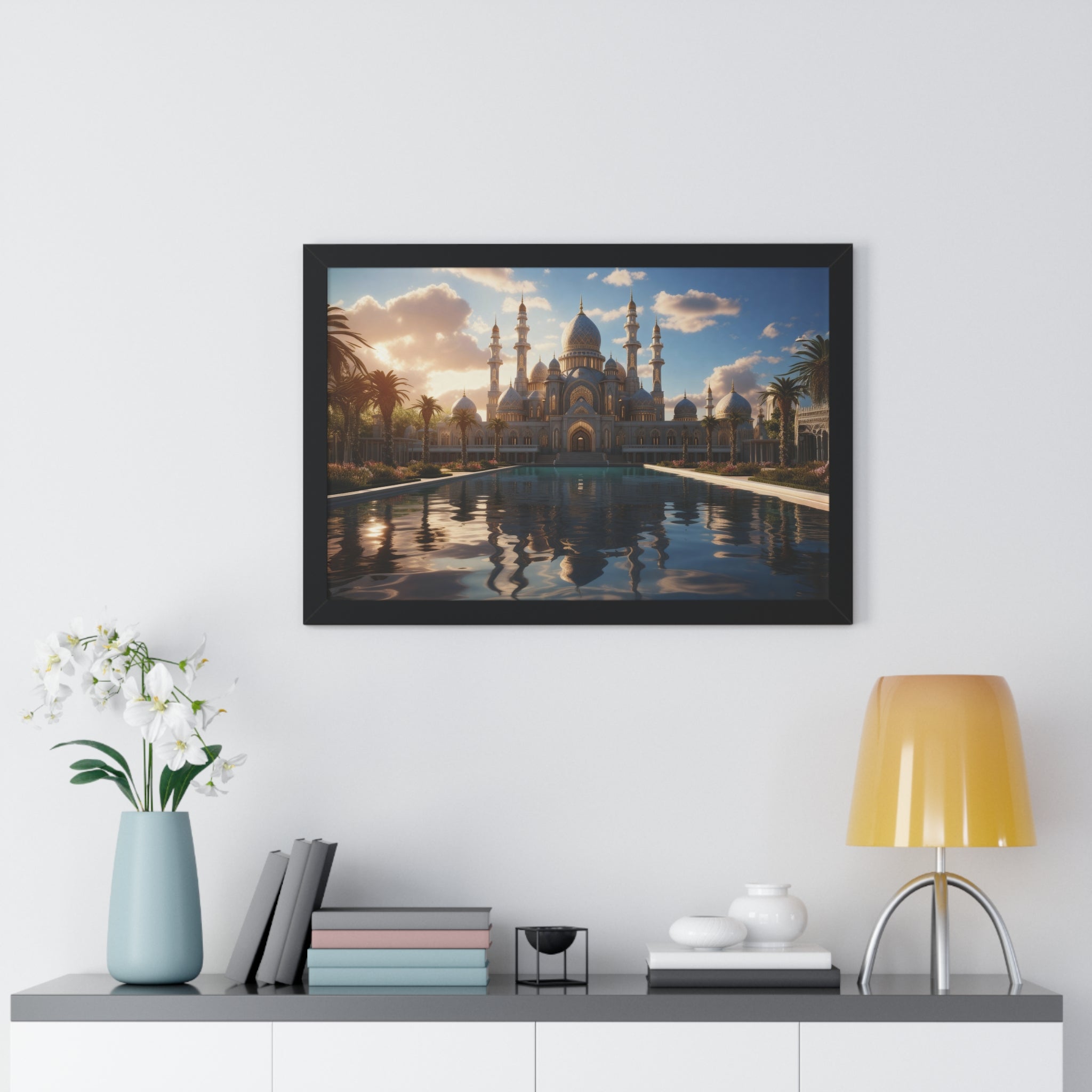 Sacred Stillness – Framed Sunset Mosque Print