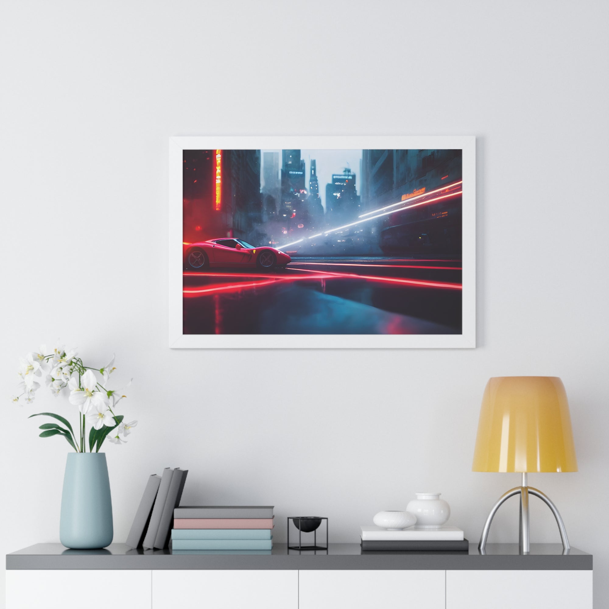 Dazzling Framed Supercar Poster – Red Ferrari F50