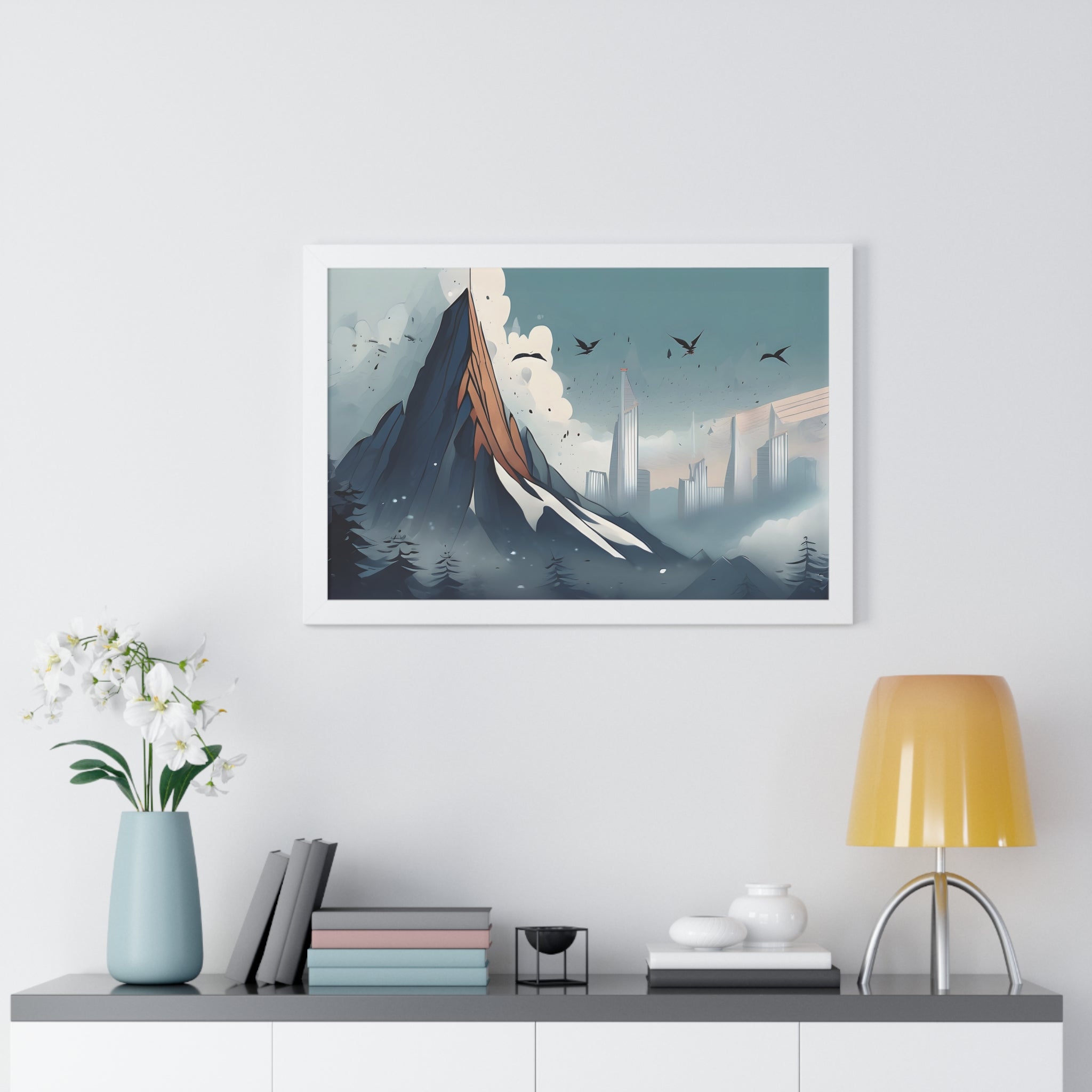 Urban Peaks – Snowy Landscape Meets Modern Cityscape
