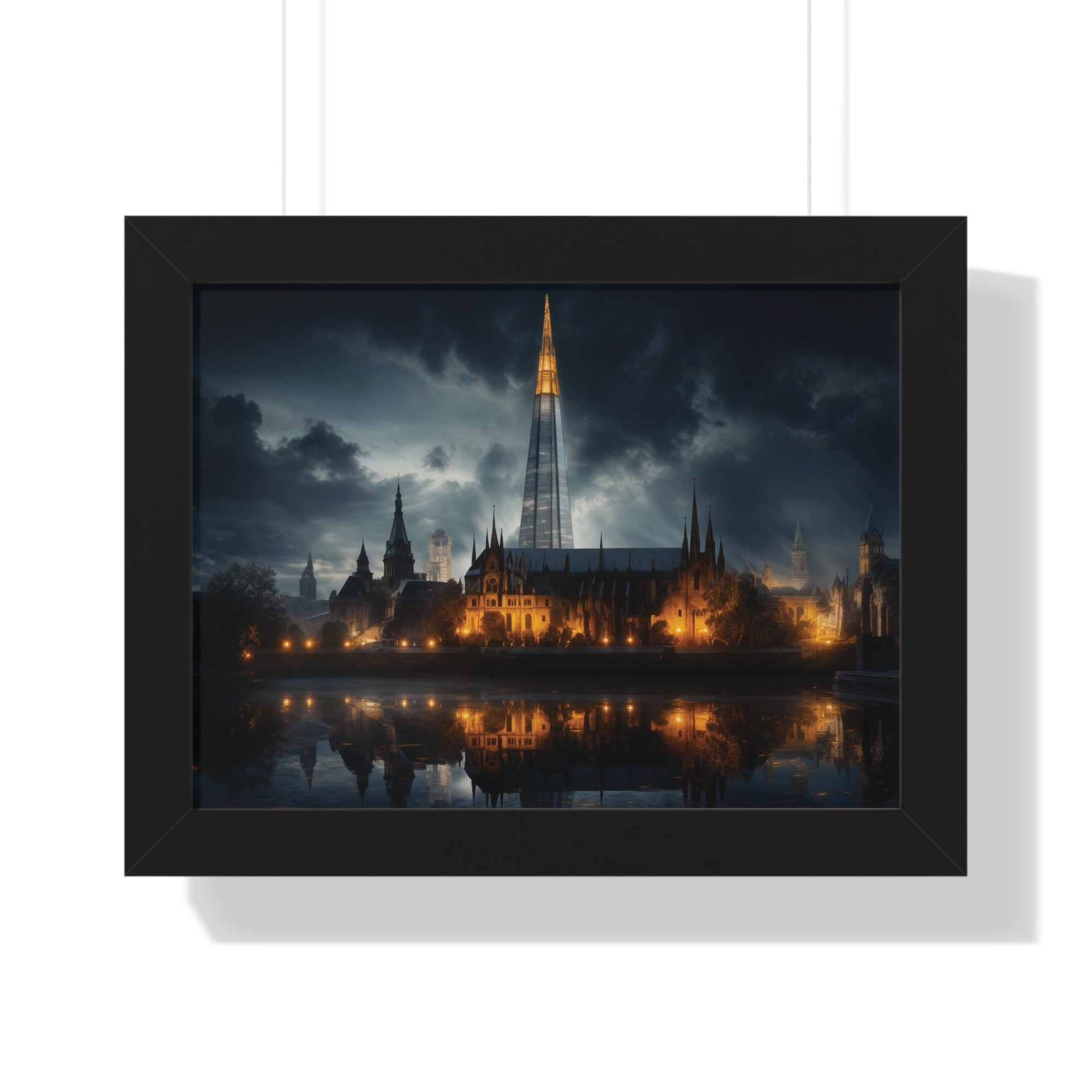 London Reflections: The Shard & Historic Skyline at Night – Elegant Cityscape Wall Art