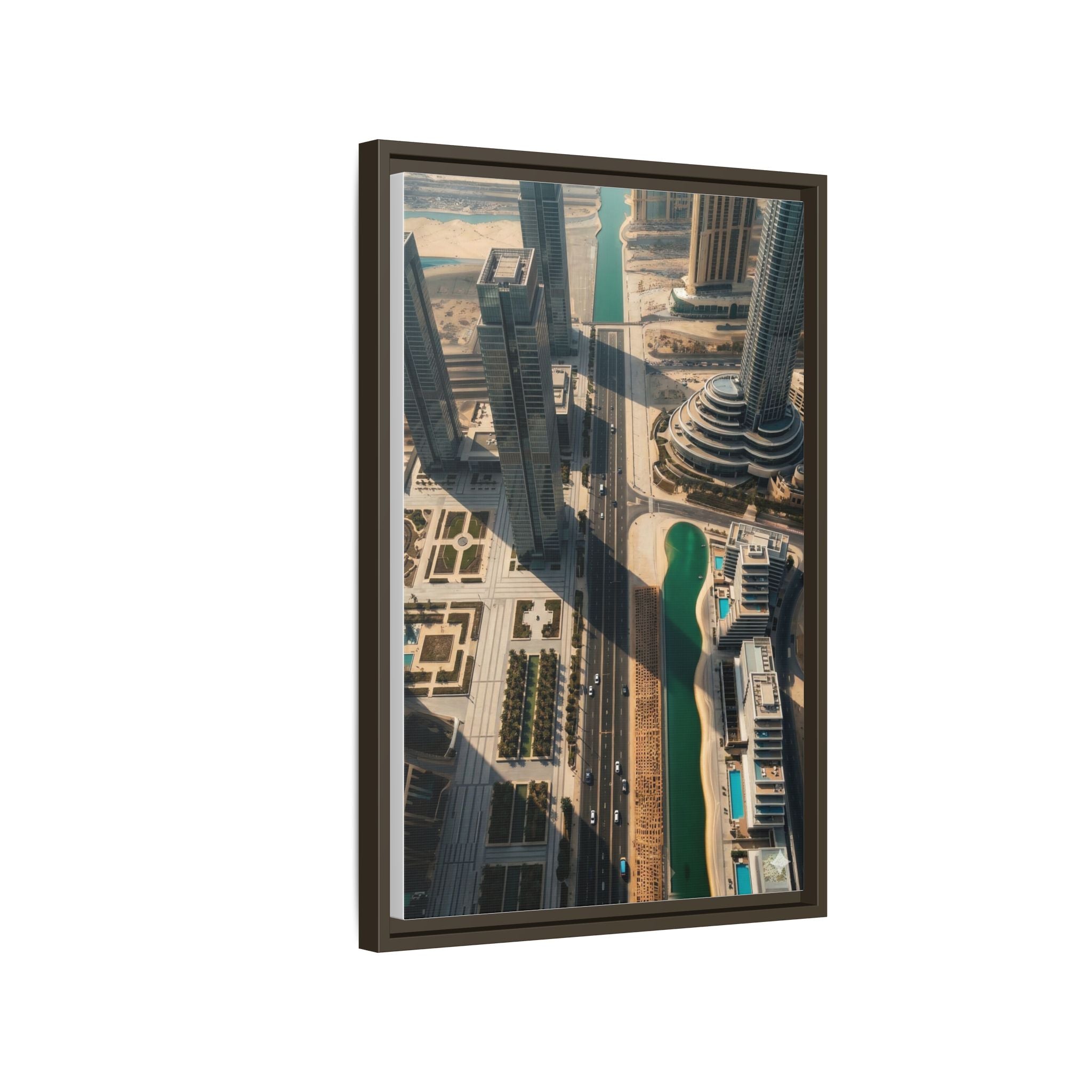 Framed Aerial View of Dubai – High-Resolution Cityscape Wall Art