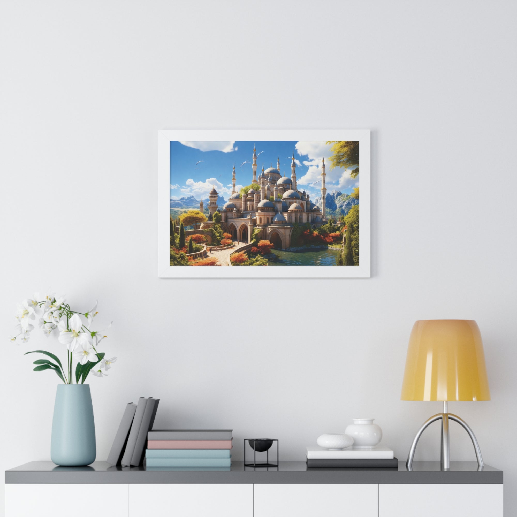 Majestic Mirage – Fantasy Ottoman Castle Reflections Framed Wall Art