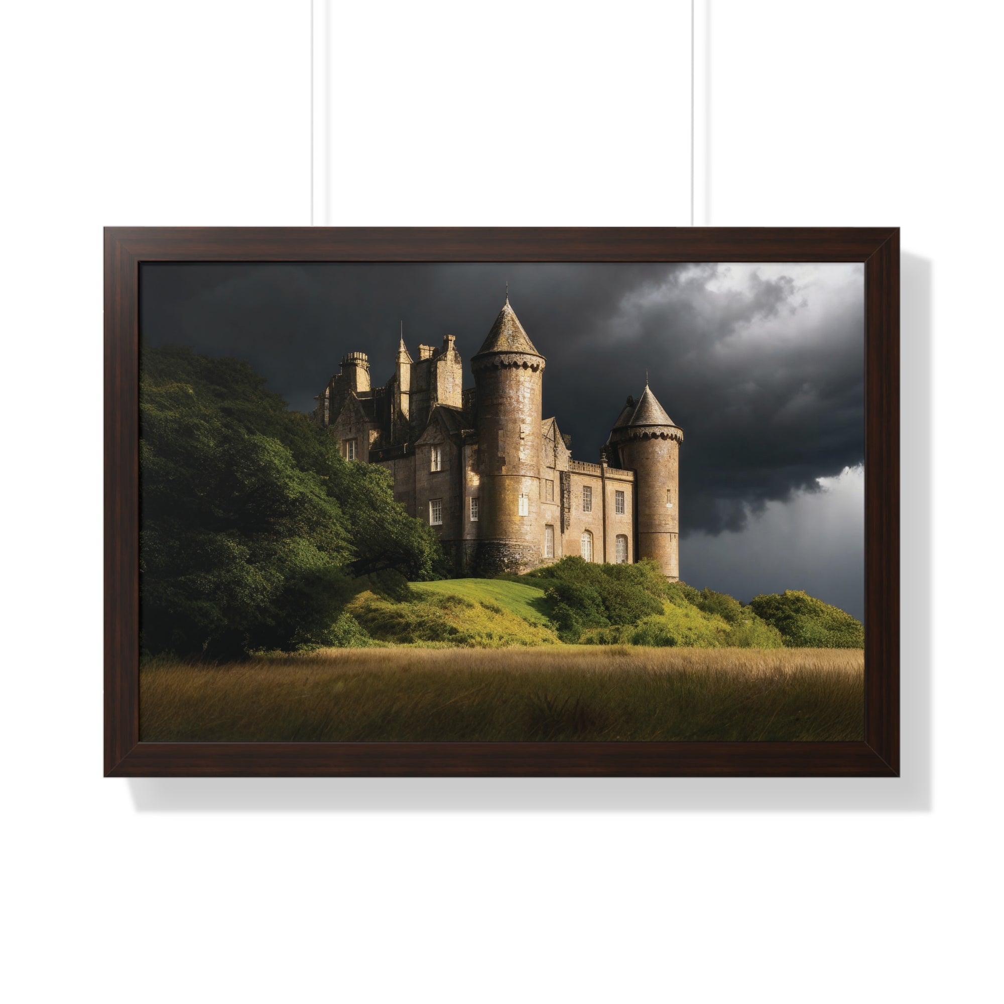 Scottish Castle in Stormy Twilight – Dramatic Landscape Wall Art Print