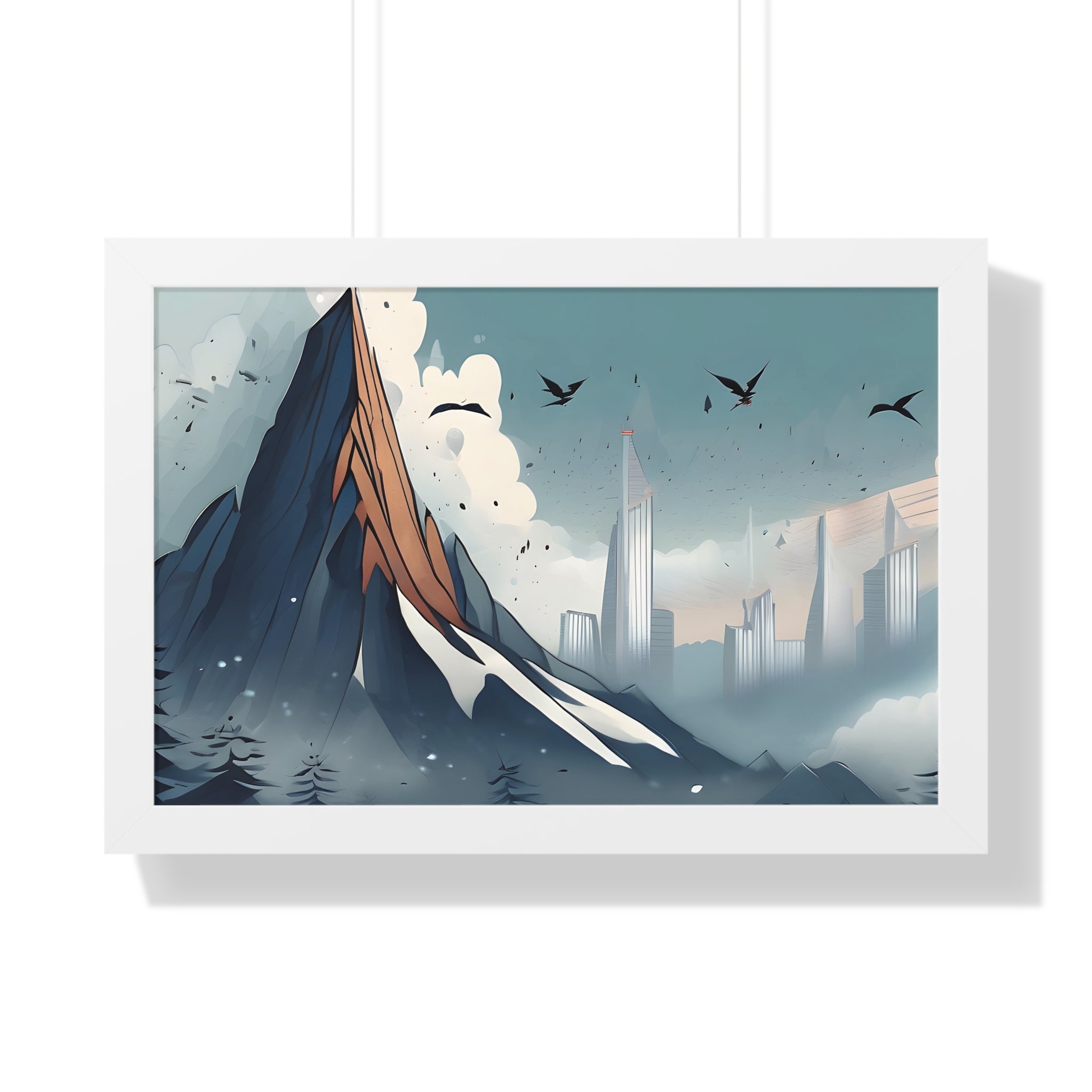 Urban Peaks – Snowy Landscape Meets Modern Cityscape