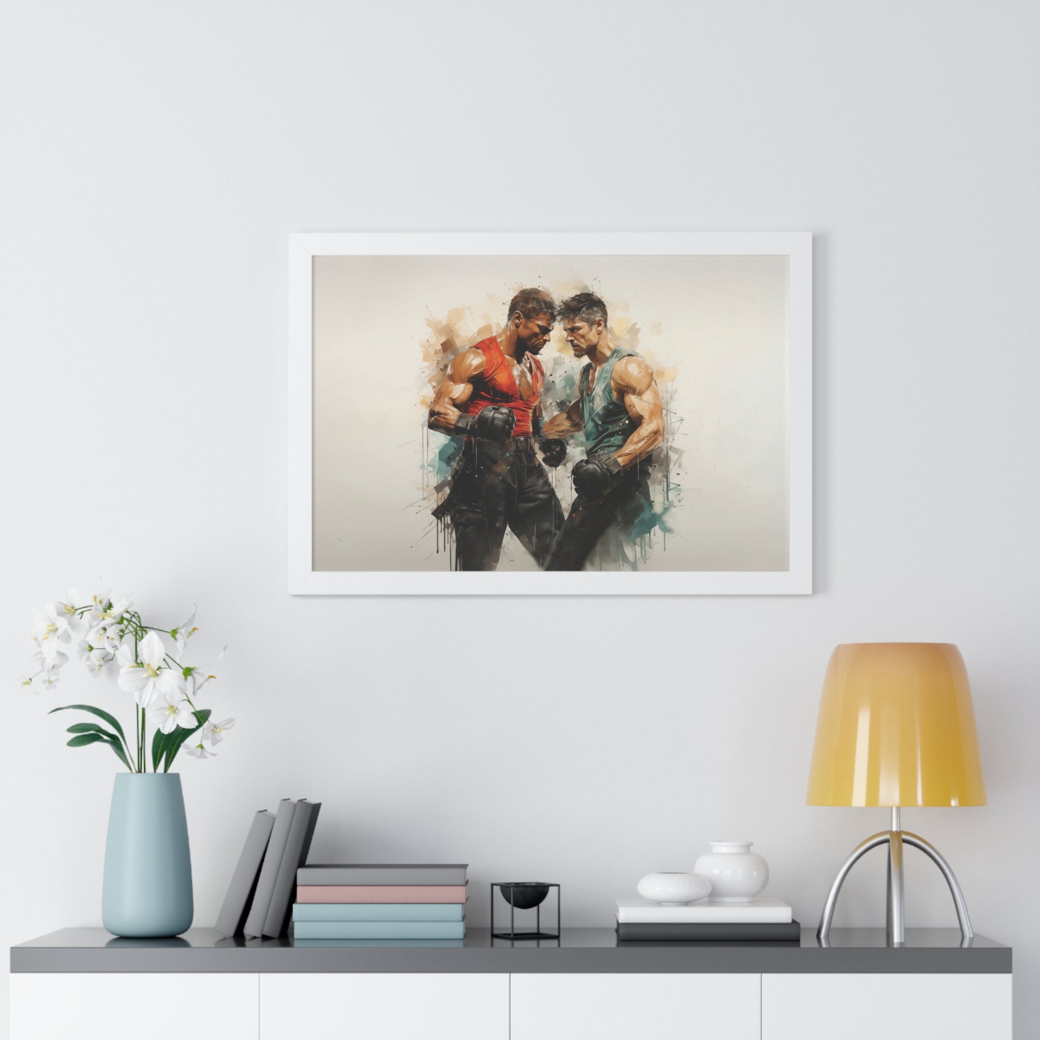 Framed Confrontation – Abstract Fighter Wall Art