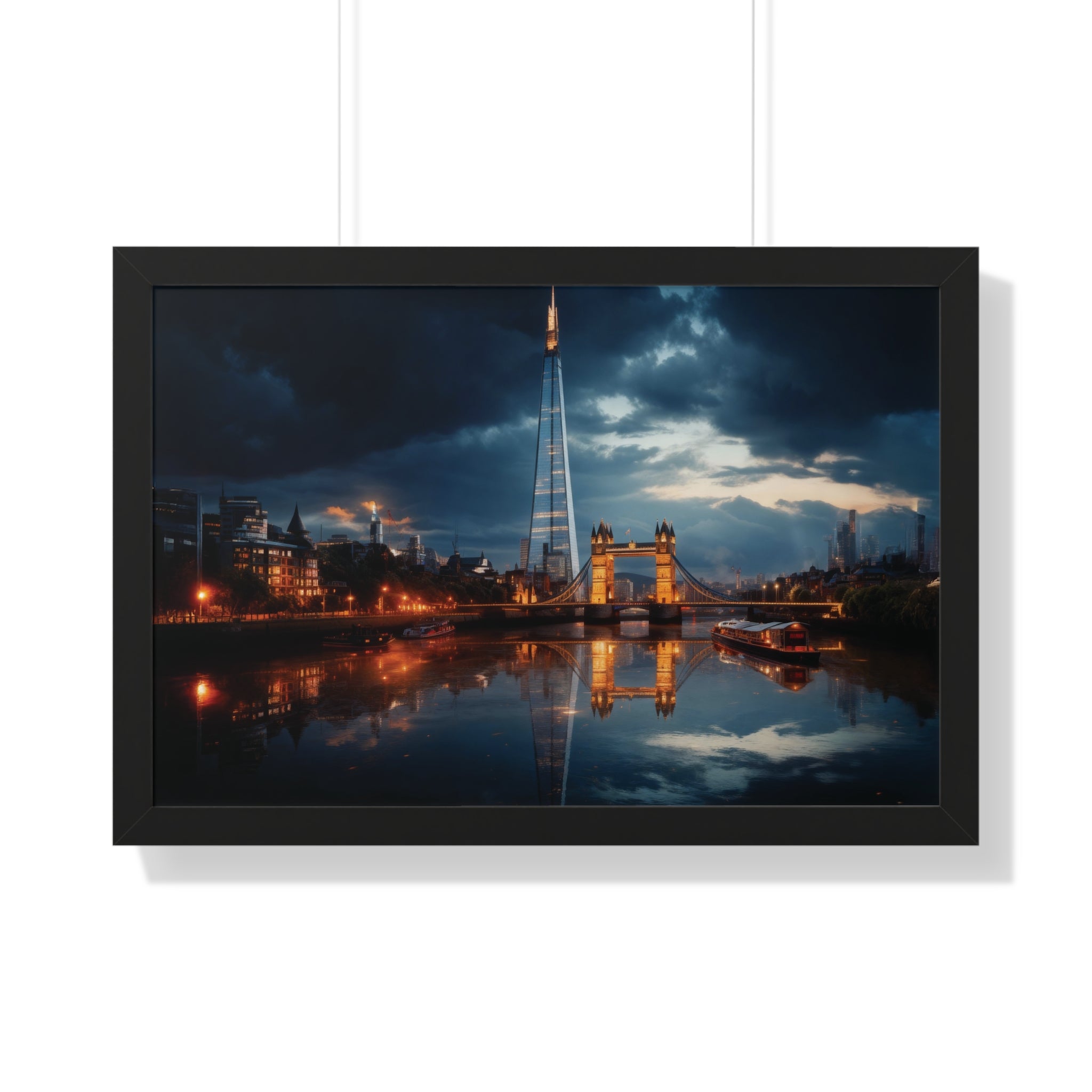 London Twilight Panorama – The Shard & Tower Bridge Wall Art