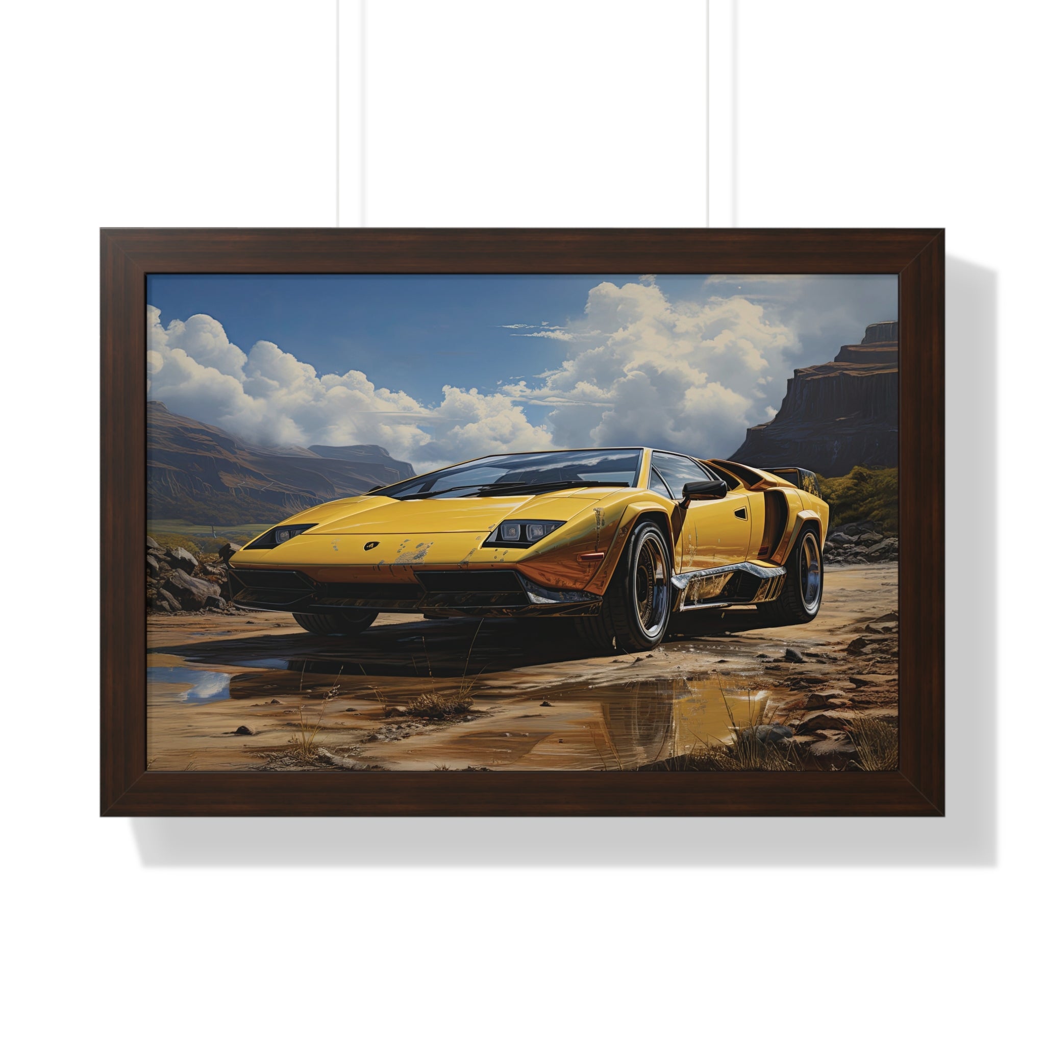 Yellow Lamborghini Countach - Framed Supercar Masterpiece