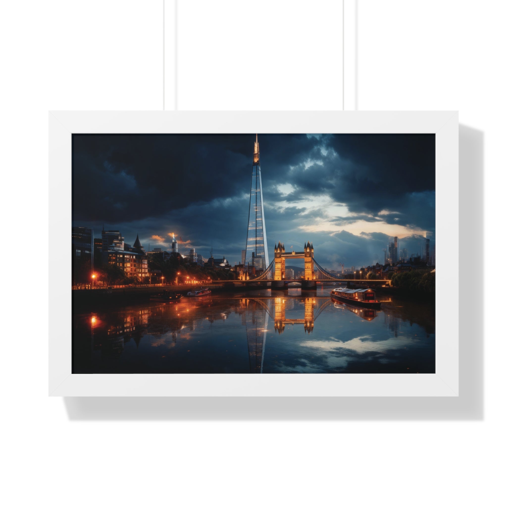 London Twilight Panorama – The Shard & Tower Bridge Wall Art