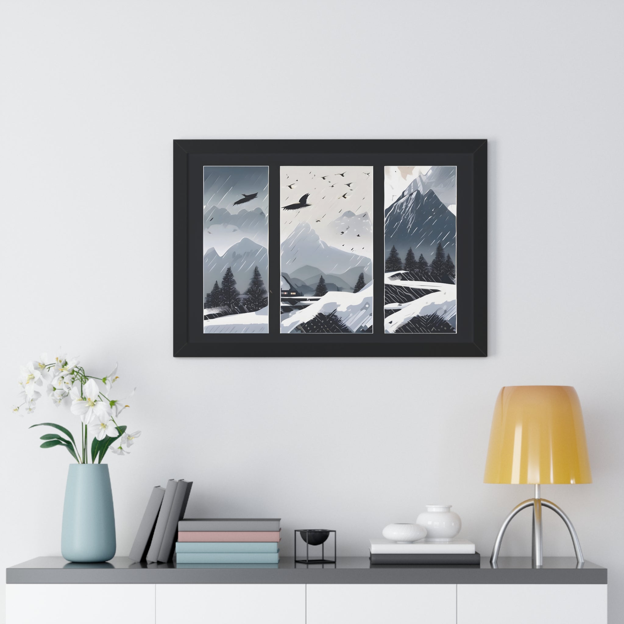 Silent Snowfall – Cozy Cabin in the Woods Canvas Art