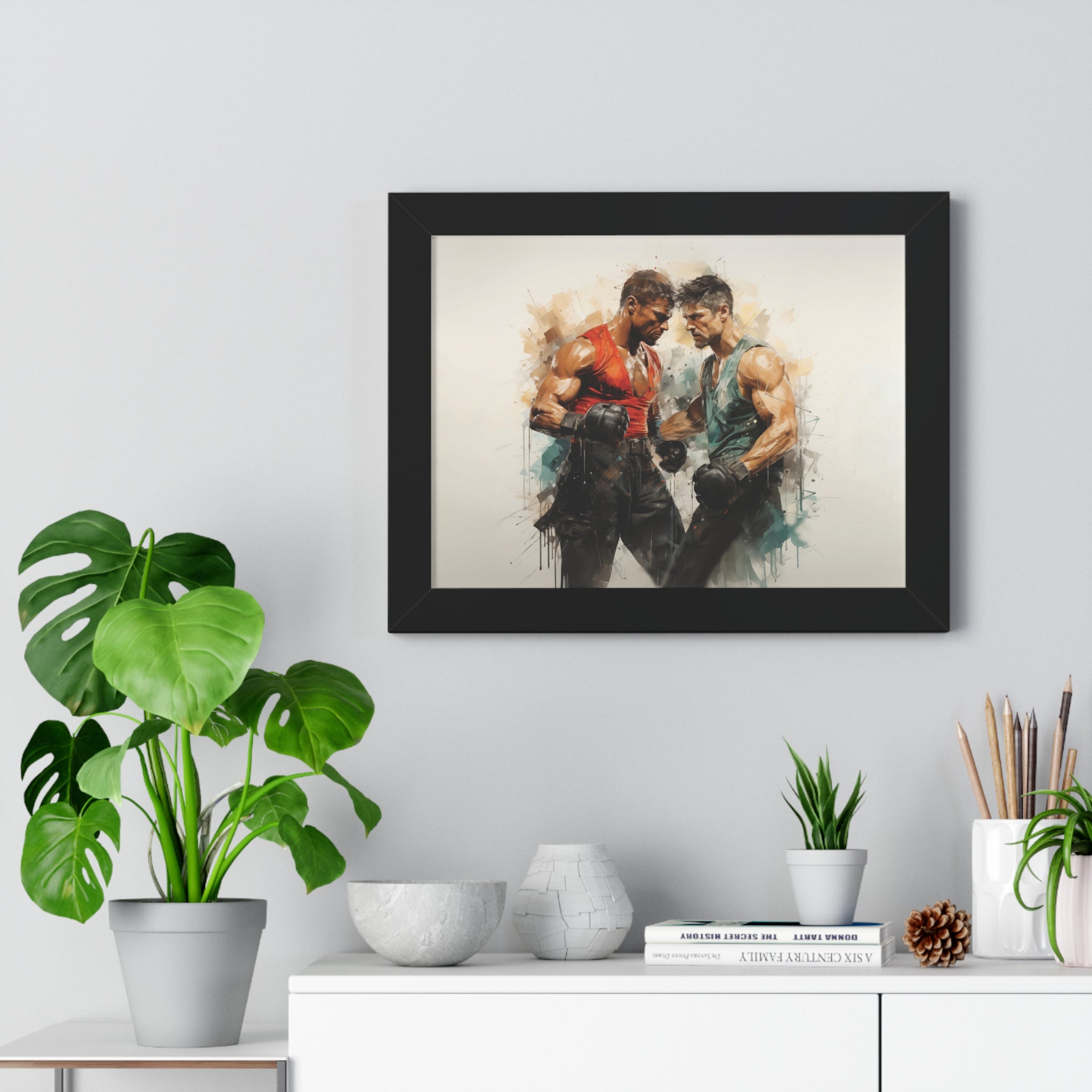 Framed Confrontation – Abstract Fighter Wall Art