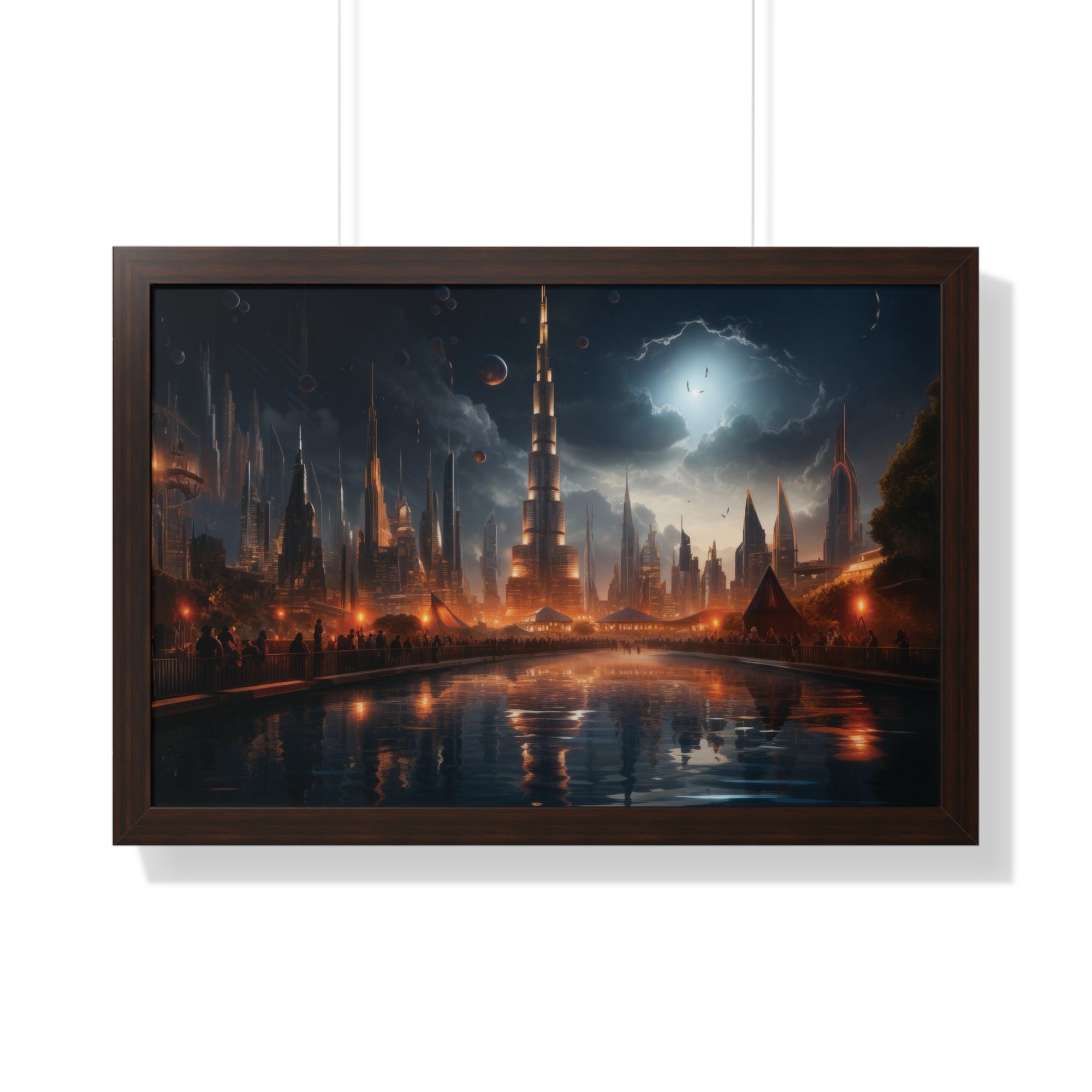 Futuristic Cityscape Night Scene – Sci-Fi Digital Art Print for Wall Decor