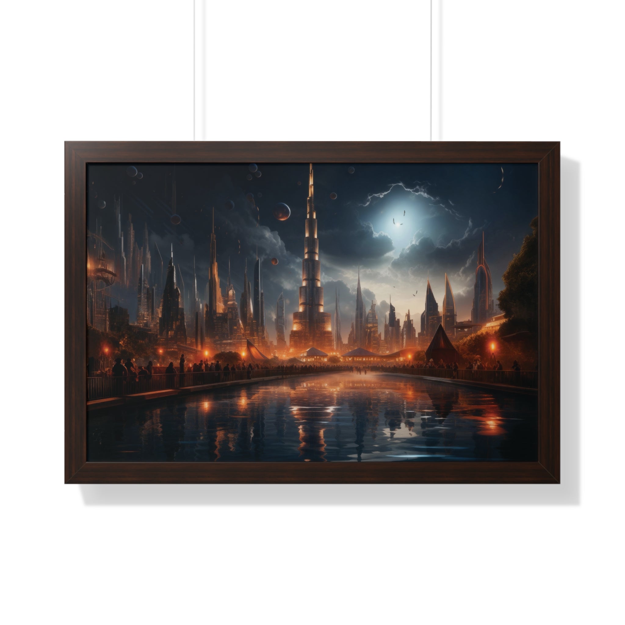 Futuristic Cityscape Night Scene – Sci-Fi Digital Art Print for Wall Decor