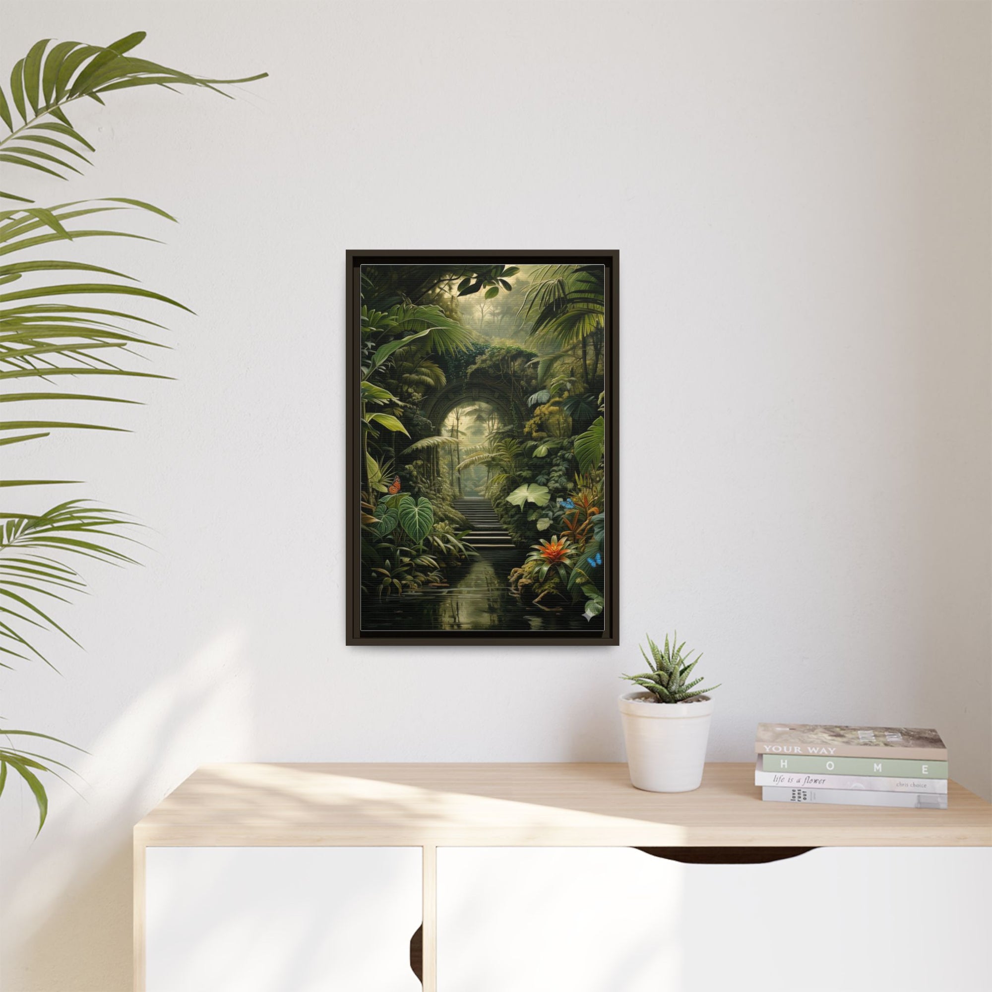 🌴Tropical Forest Illusion – Cinematic Jungle Pathway Wall Art  Luxury Botanical Decor