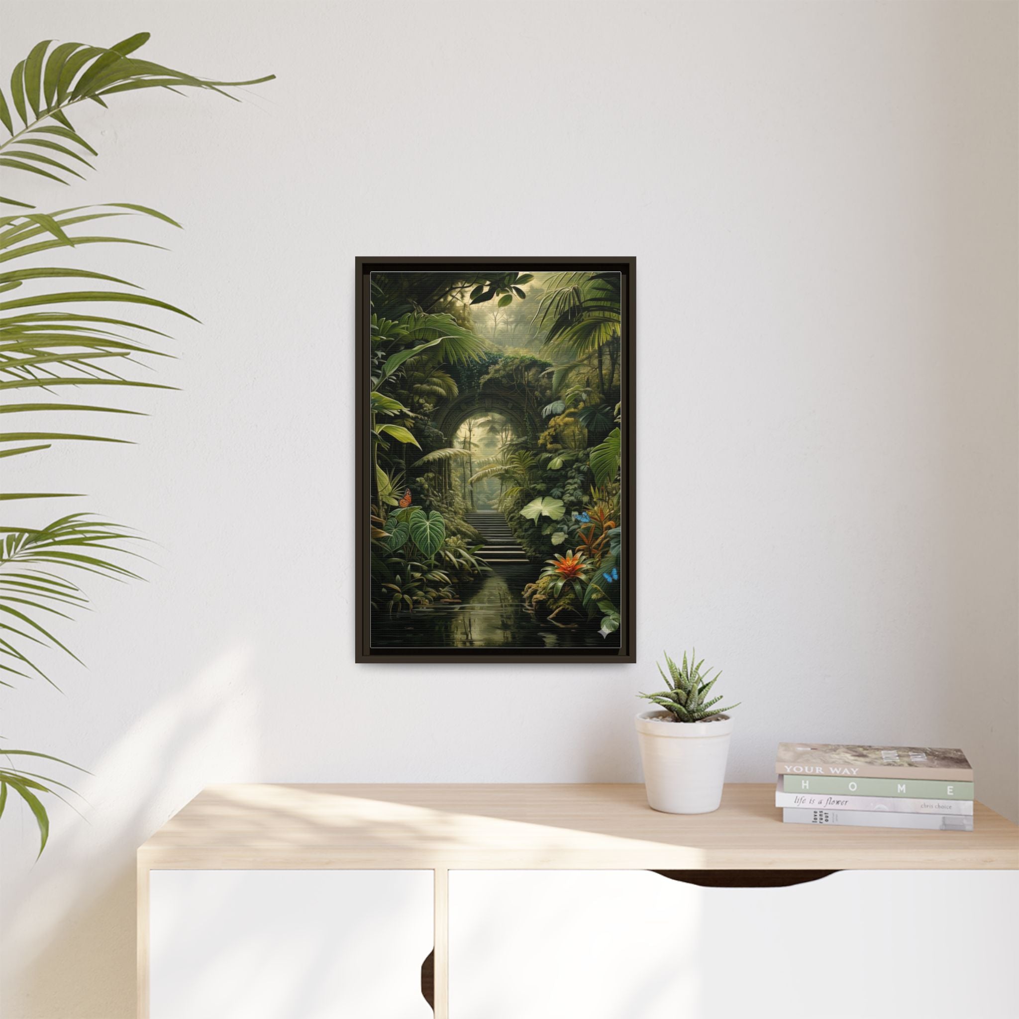 🌴Tropical Forest Illusion – Cinematic Jungle Pathway Wall Art  Luxury Botanical Decor