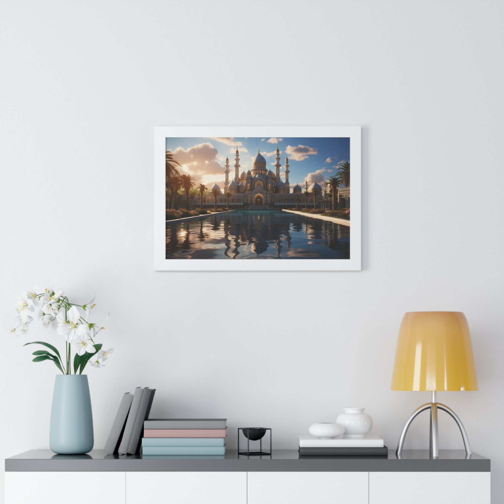 Sacred Stillness – Framed Sunset Mosque Print