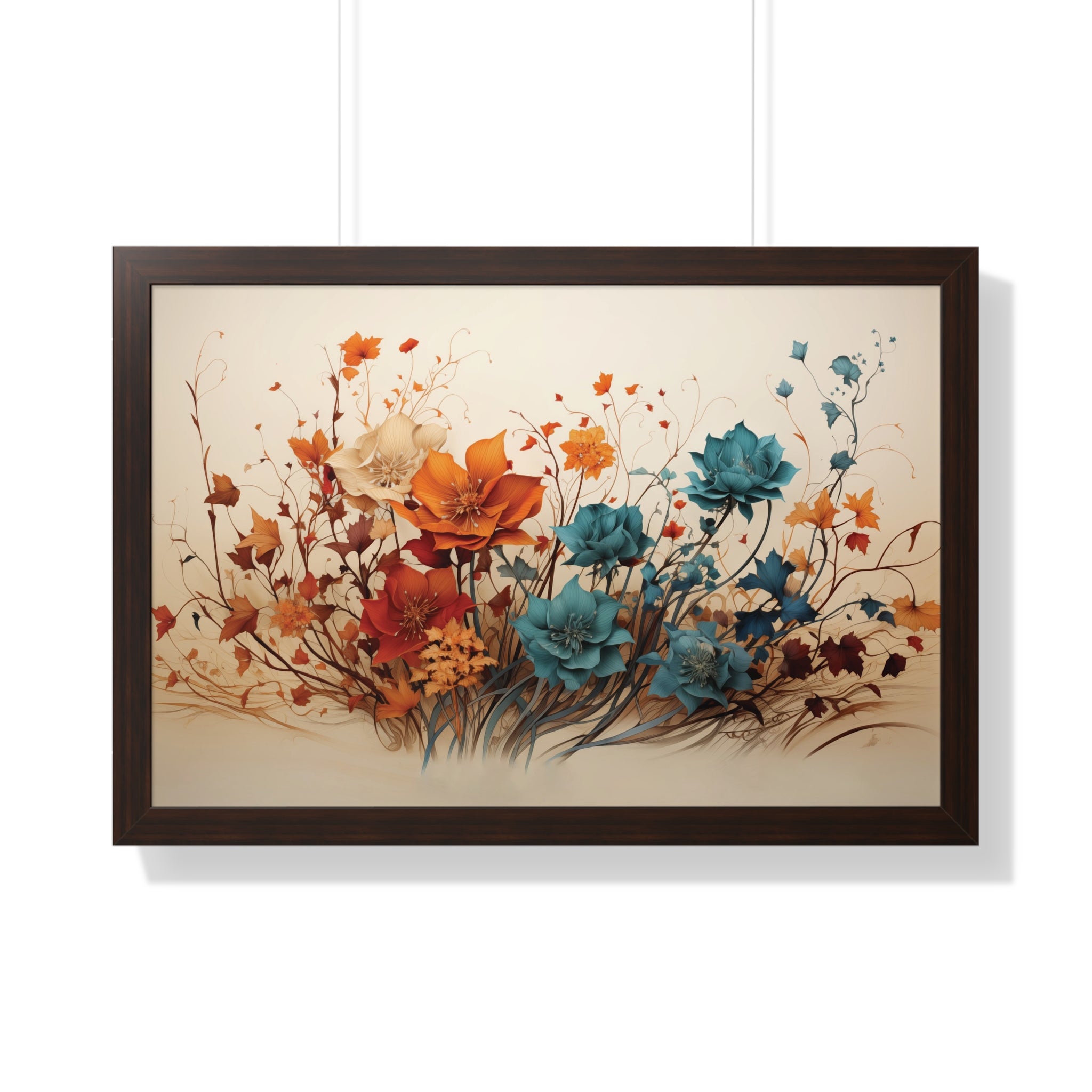 Amber Reverie Botanical Wall Art in Burnt Teal & Marigold