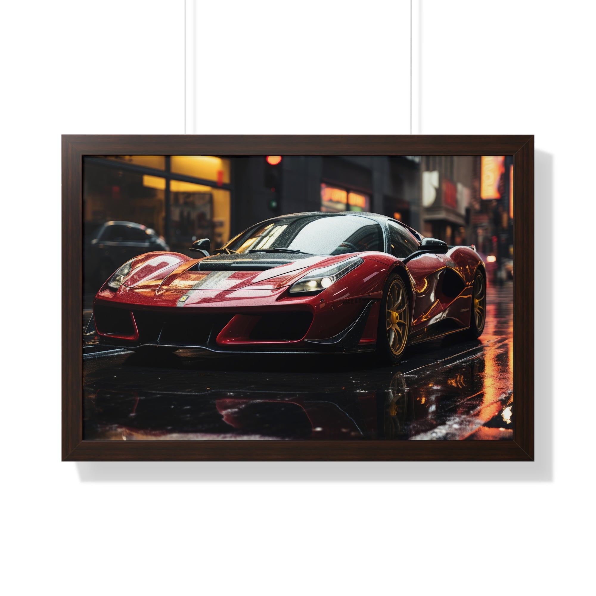 Framed Red Ferrari F50 Horizontal Poster – Supercar Wall Art for Car Enthusiasts