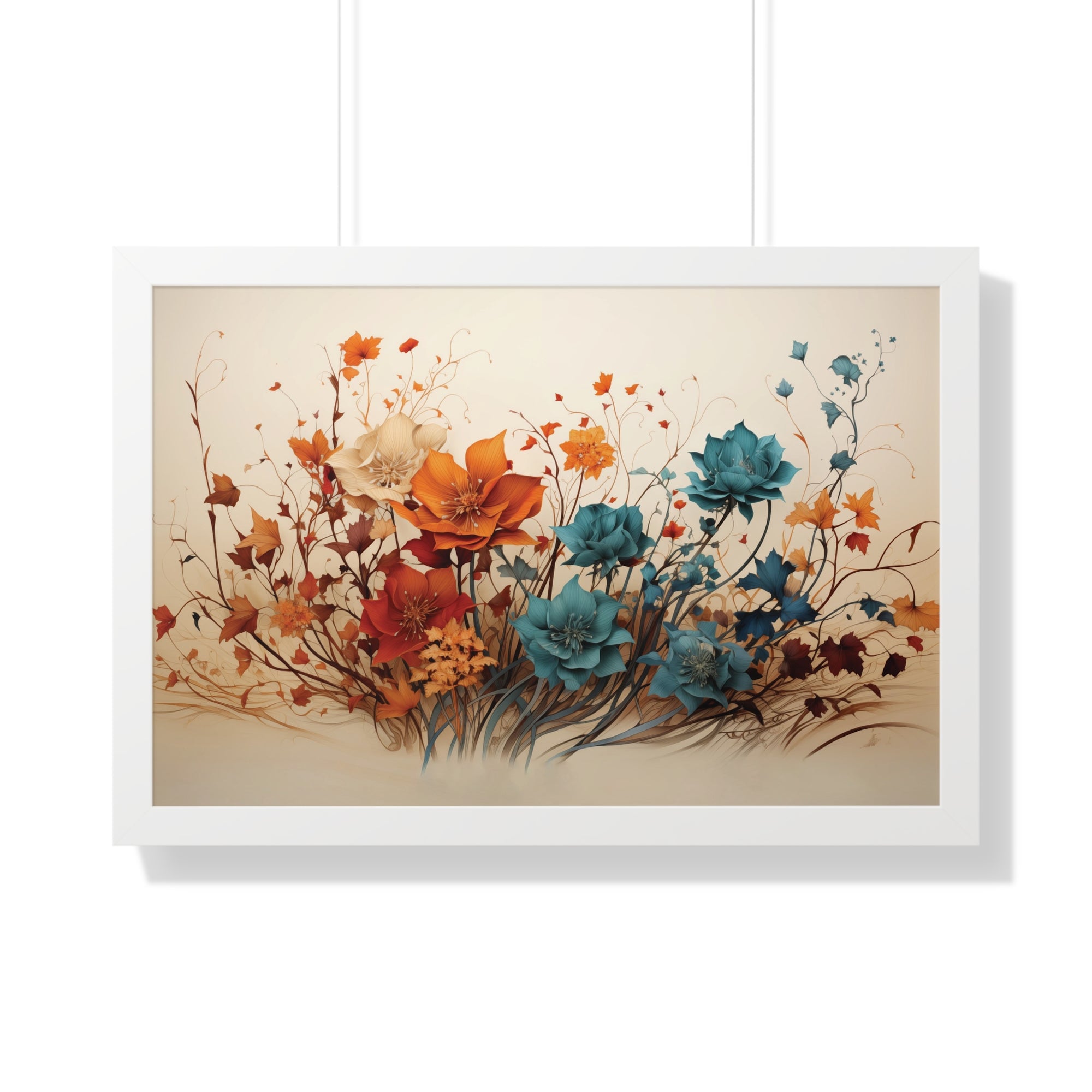 Amber Reverie Botanical Wall Art in Burnt Teal & Marigold