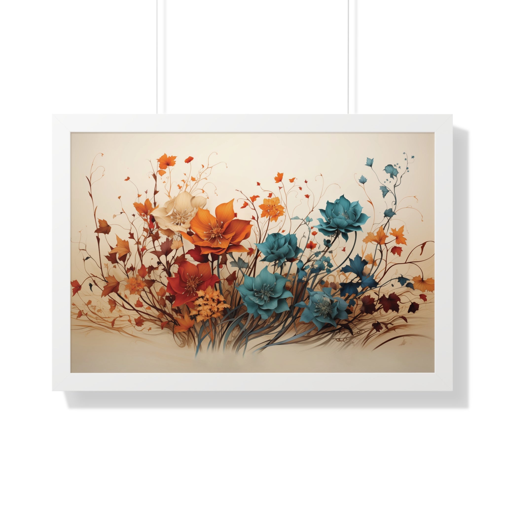 Amber Reverie Botanical Wall Art in Burnt Teal & Marigold
