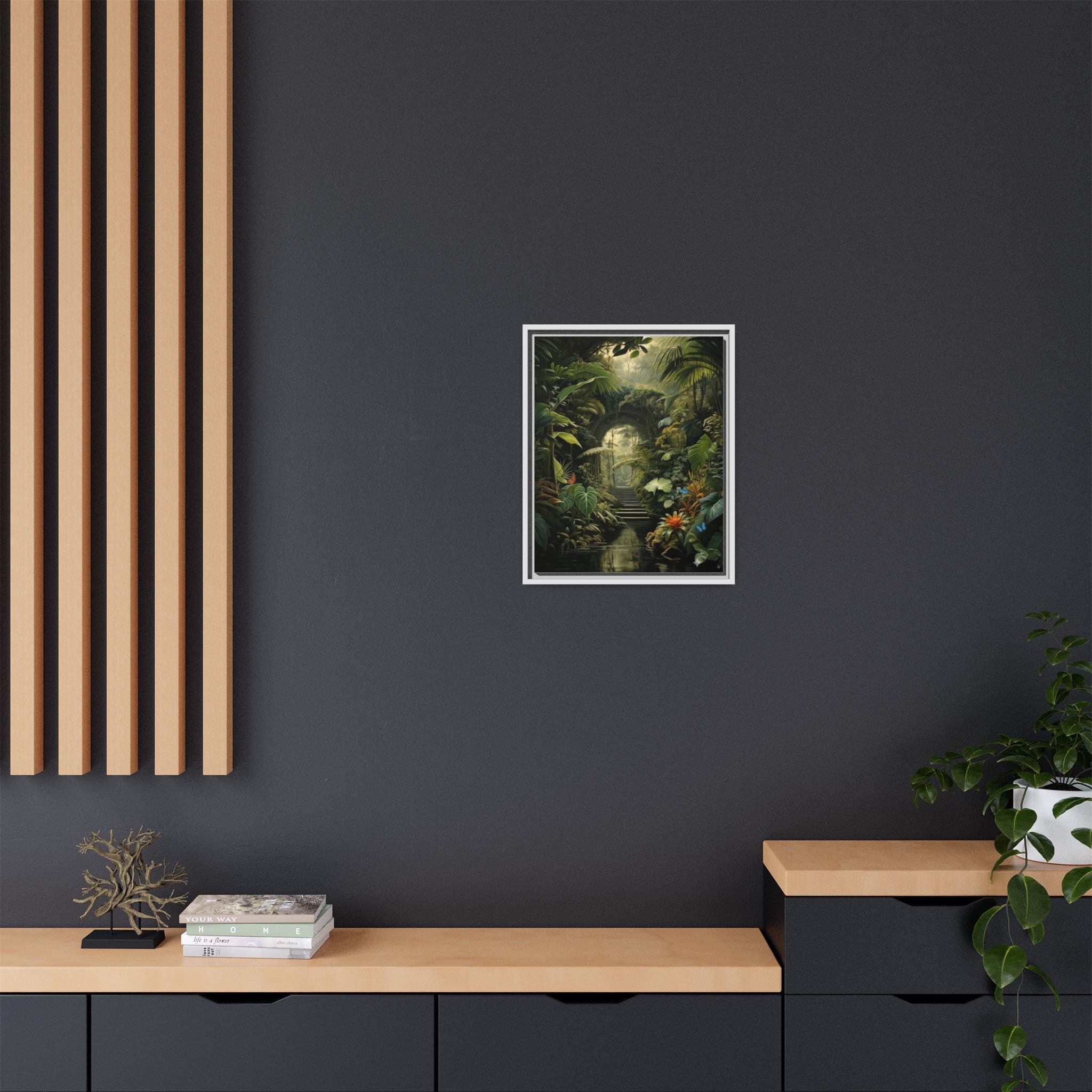 🌴Tropical Forest Illusion – Cinematic Jungle Pathway Wall Art  Luxury Botanical Decor