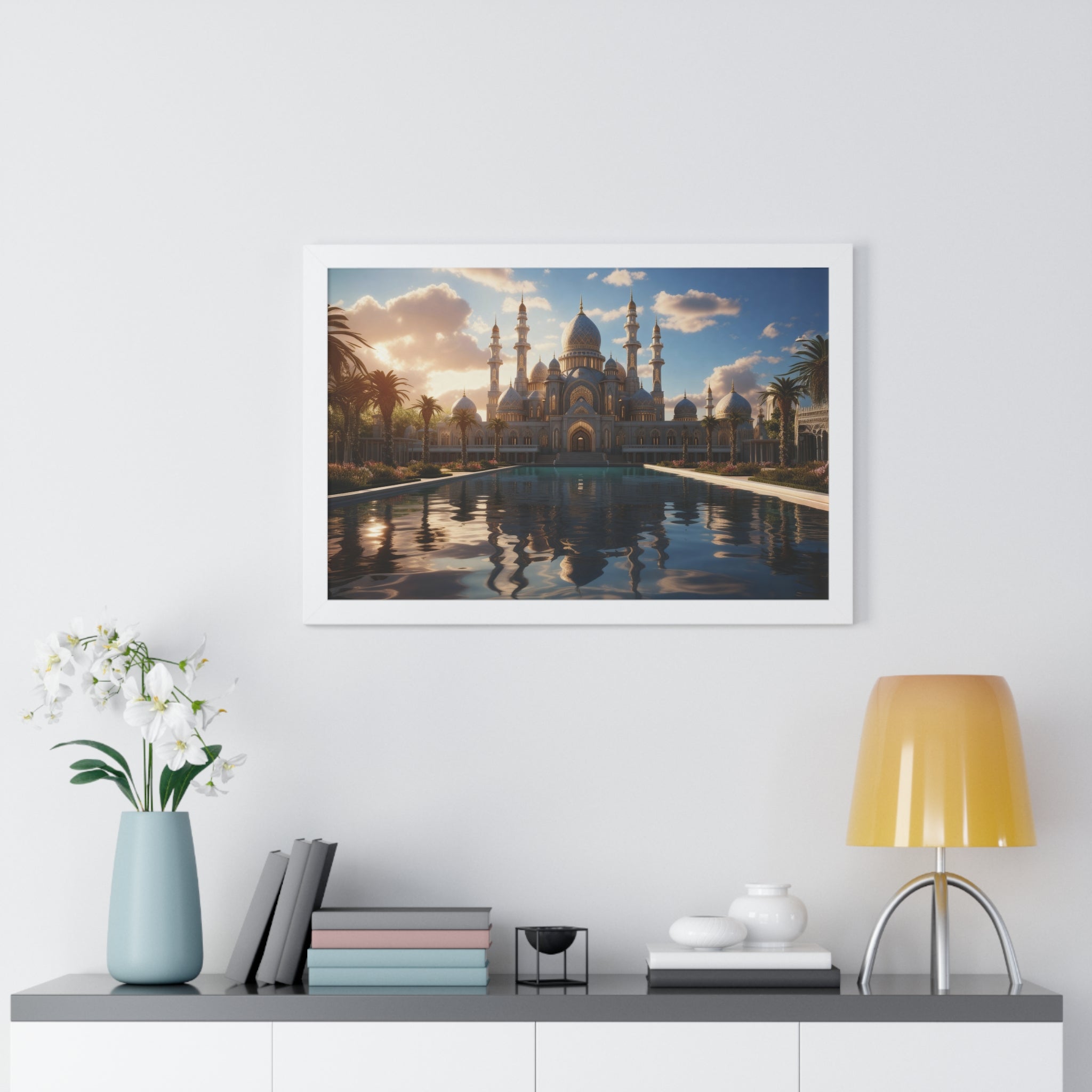 Sacred Stillness – Framed Sunset Mosque Print