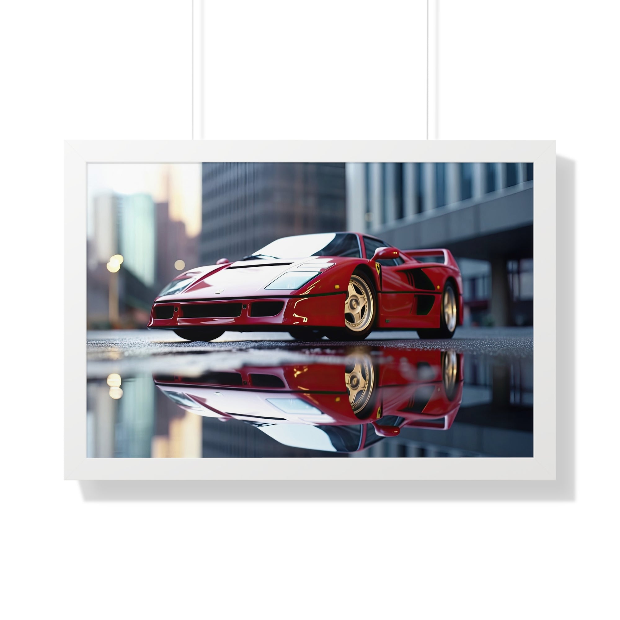 Framed Red Ferrari F50 – Sophisticated Wall Art for Enthusiasts