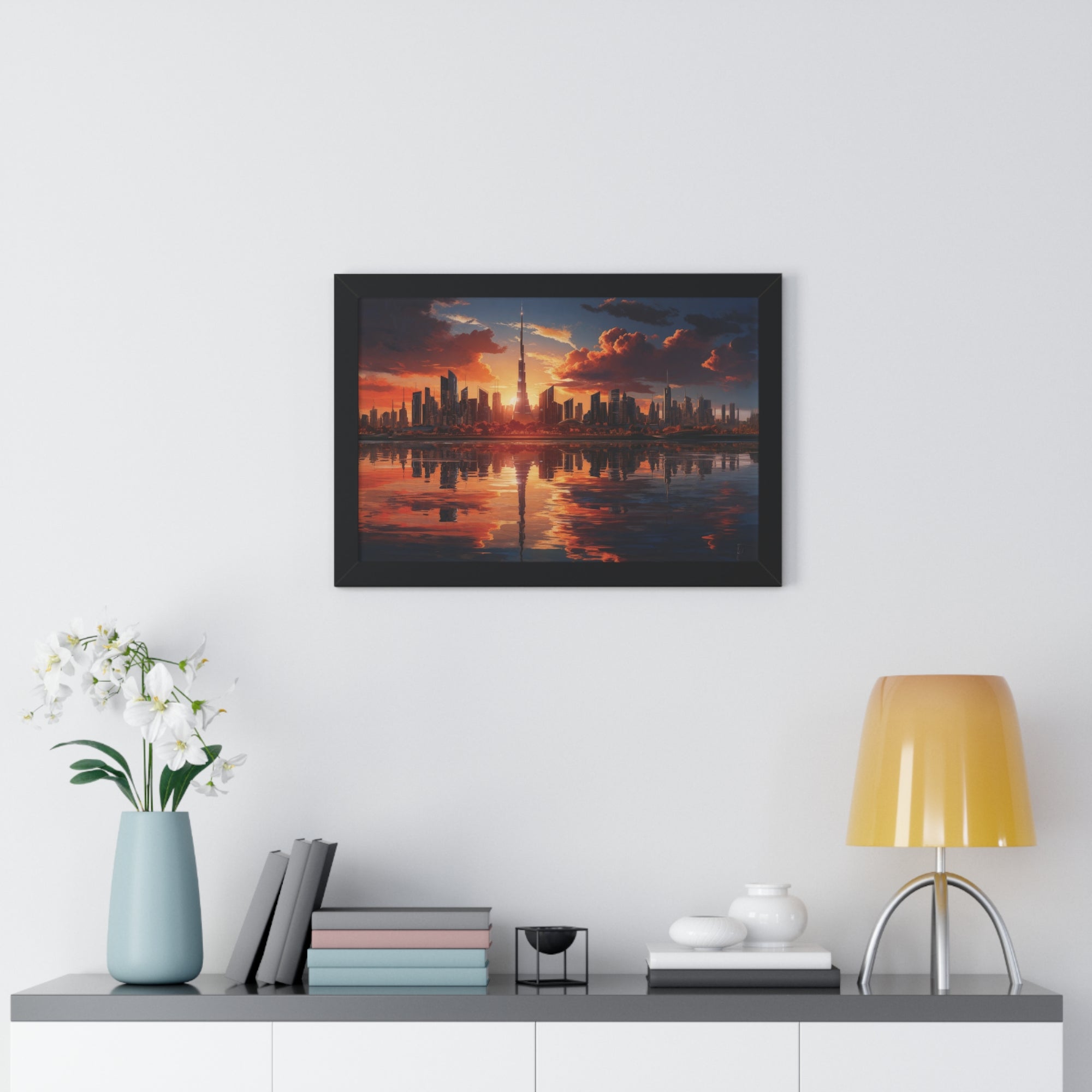 Sunset Over Futuristic Skyline – Urban Cityscape Wall Art